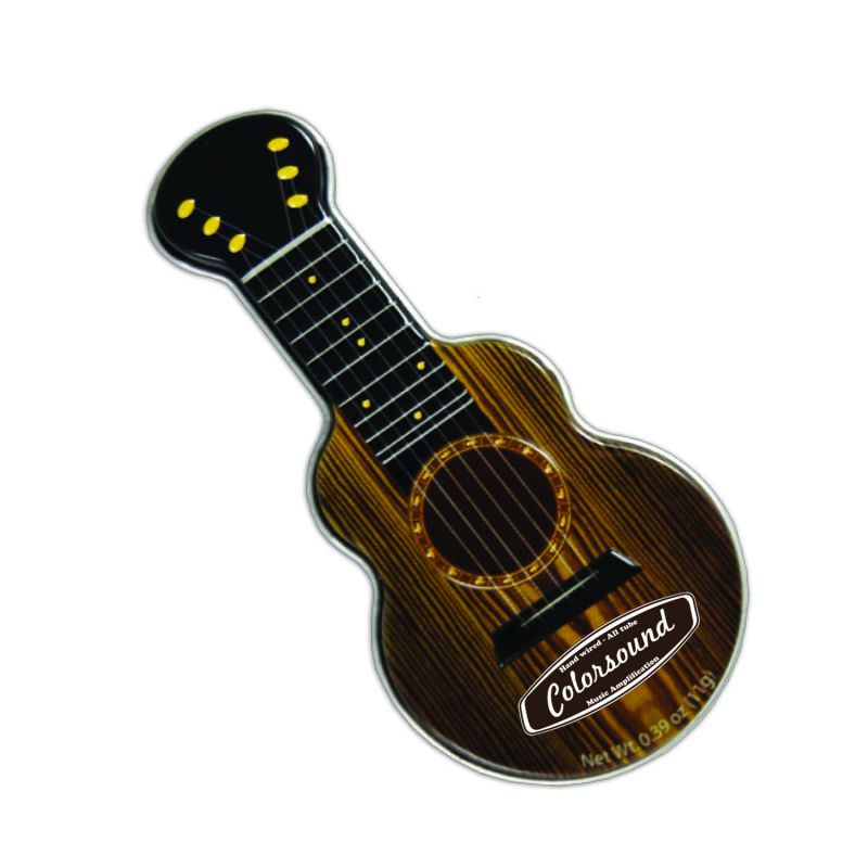 Dark Woodgrain Acoustic Guitar Shaped Mint Tin 1