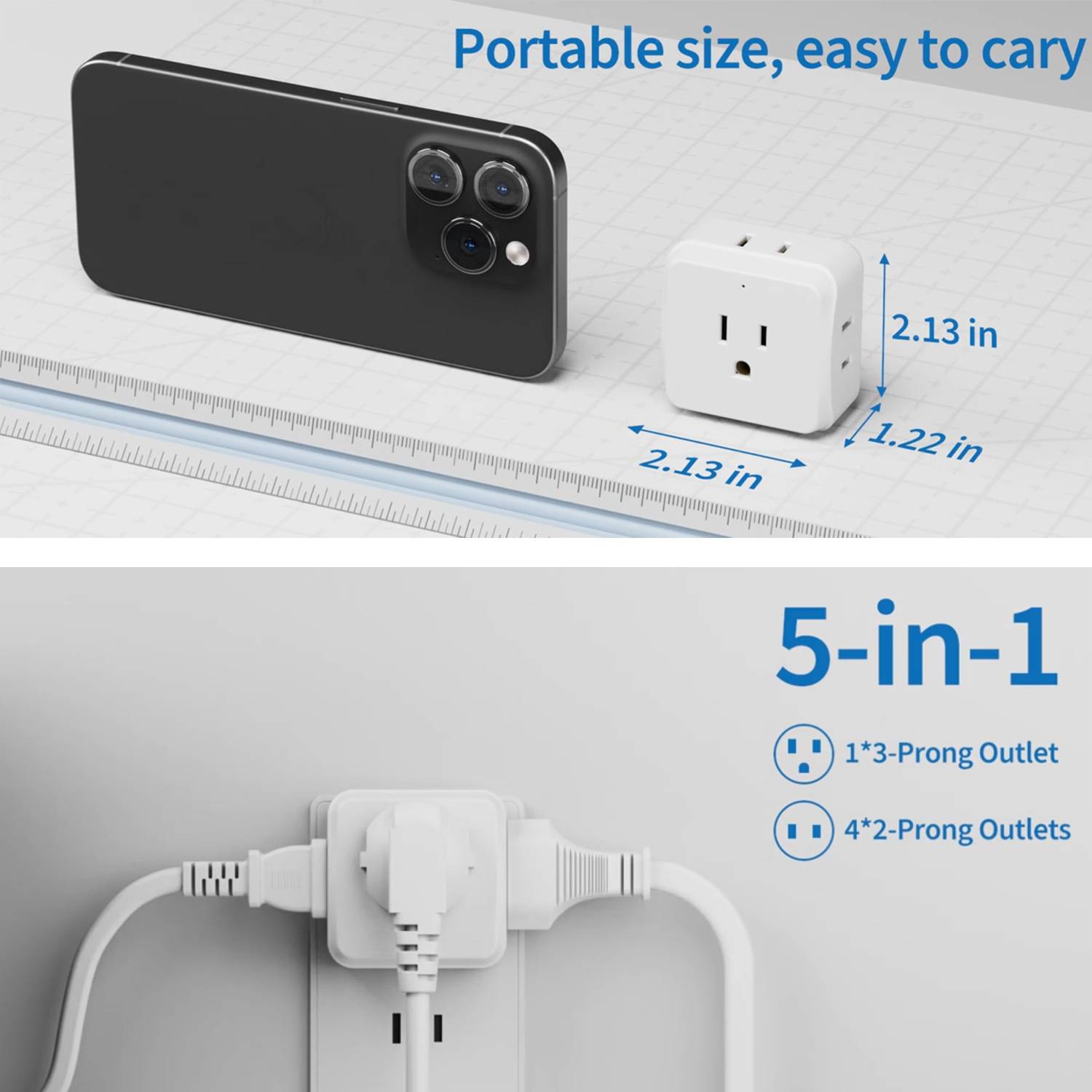 Mini Multi-Plug Wall Outlet Extender 3