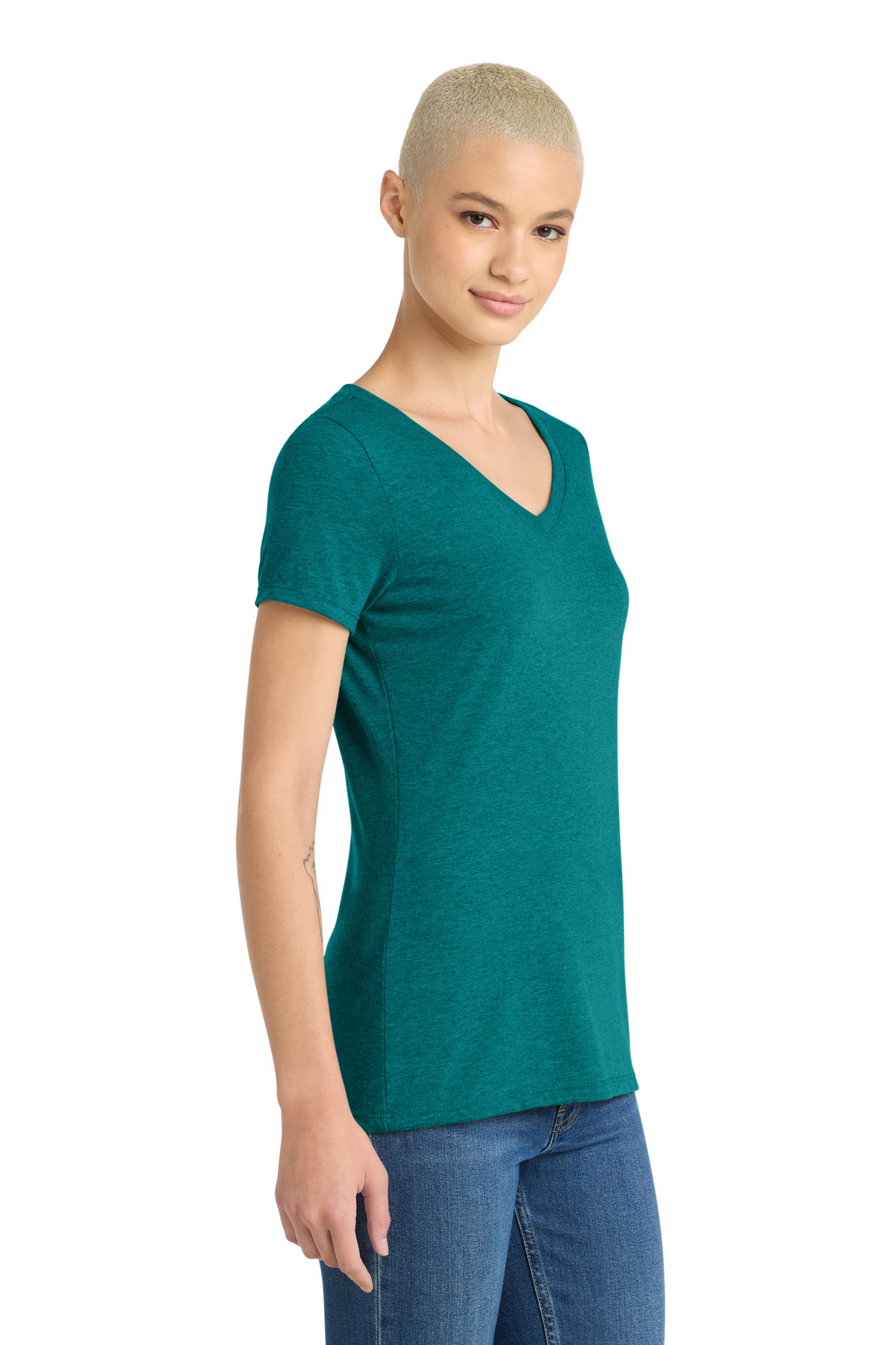 District Women's Perfect Tri V-Neck Tee. DM1350L 56