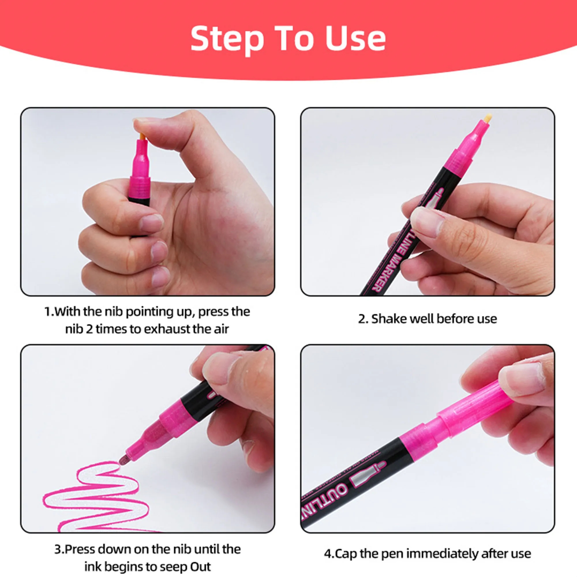 Vibrant Double Line Outline Marker Set For Drawing DIY 4