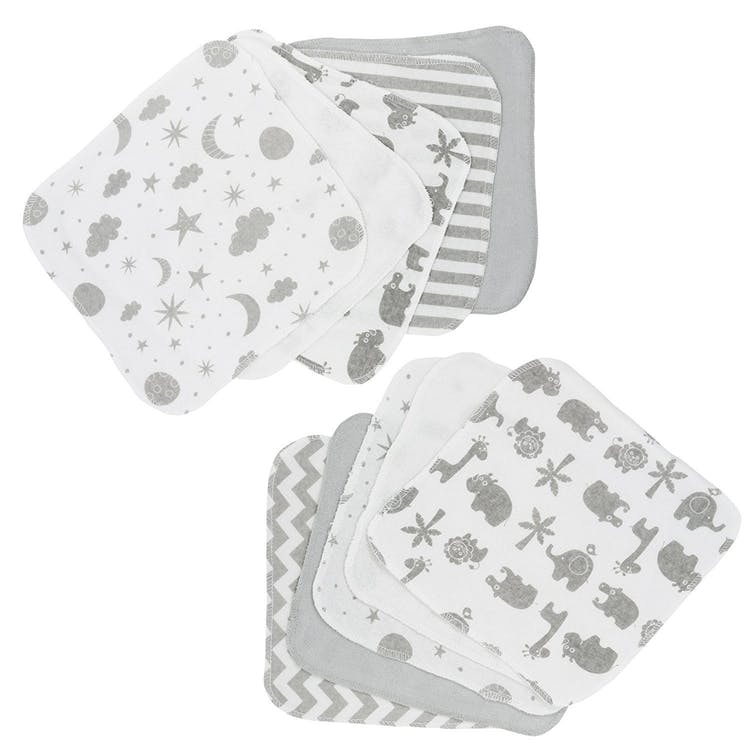 Terry Baby Washcloths - Gray 10 Pack 1