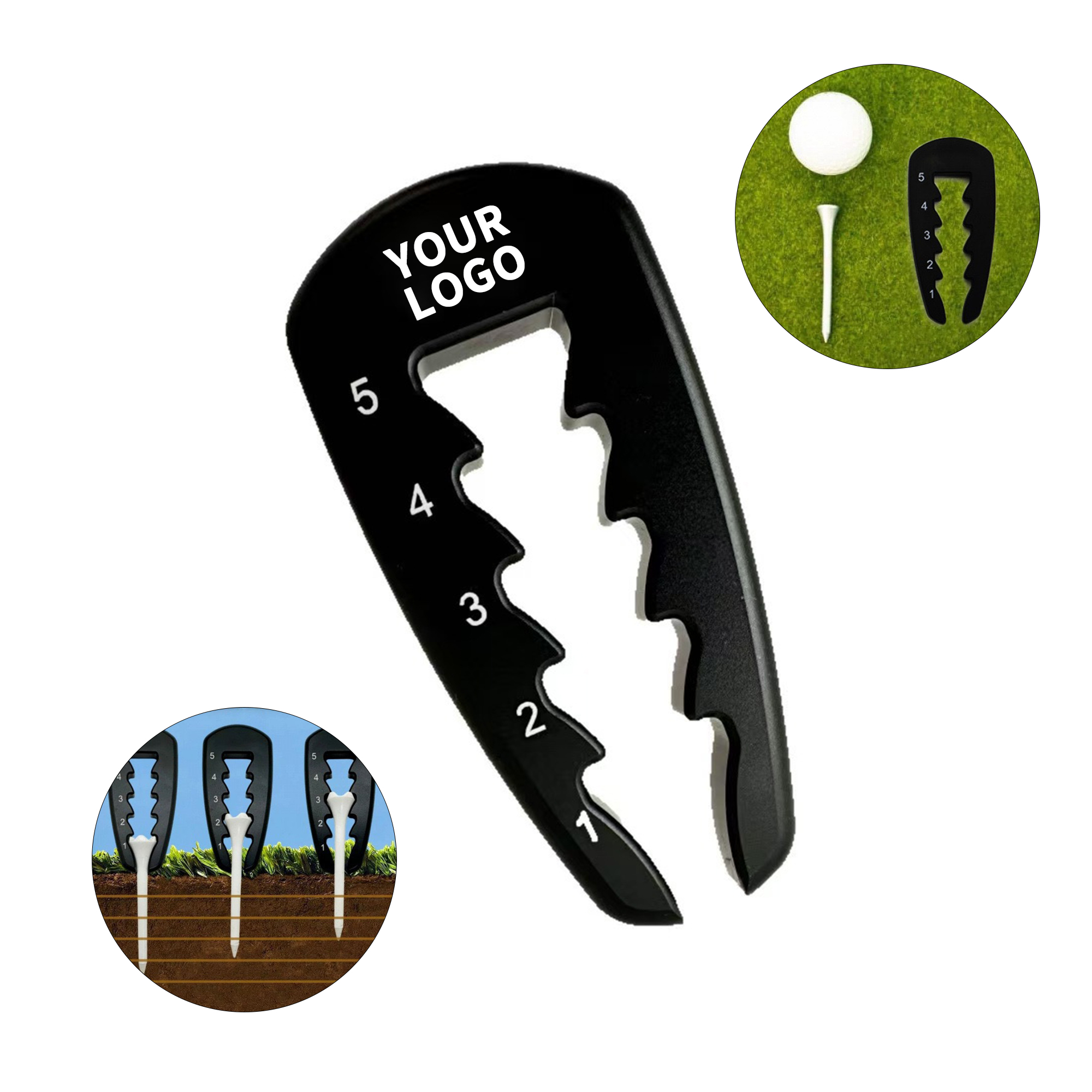 ABS Golf Tee Height Gauge 2.8" x 1.3" x 0.3" 2