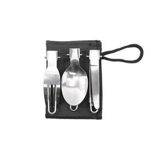3 In 1 Stainless Steel Knife Fork Spoon Set Flatware With Key Ring 9