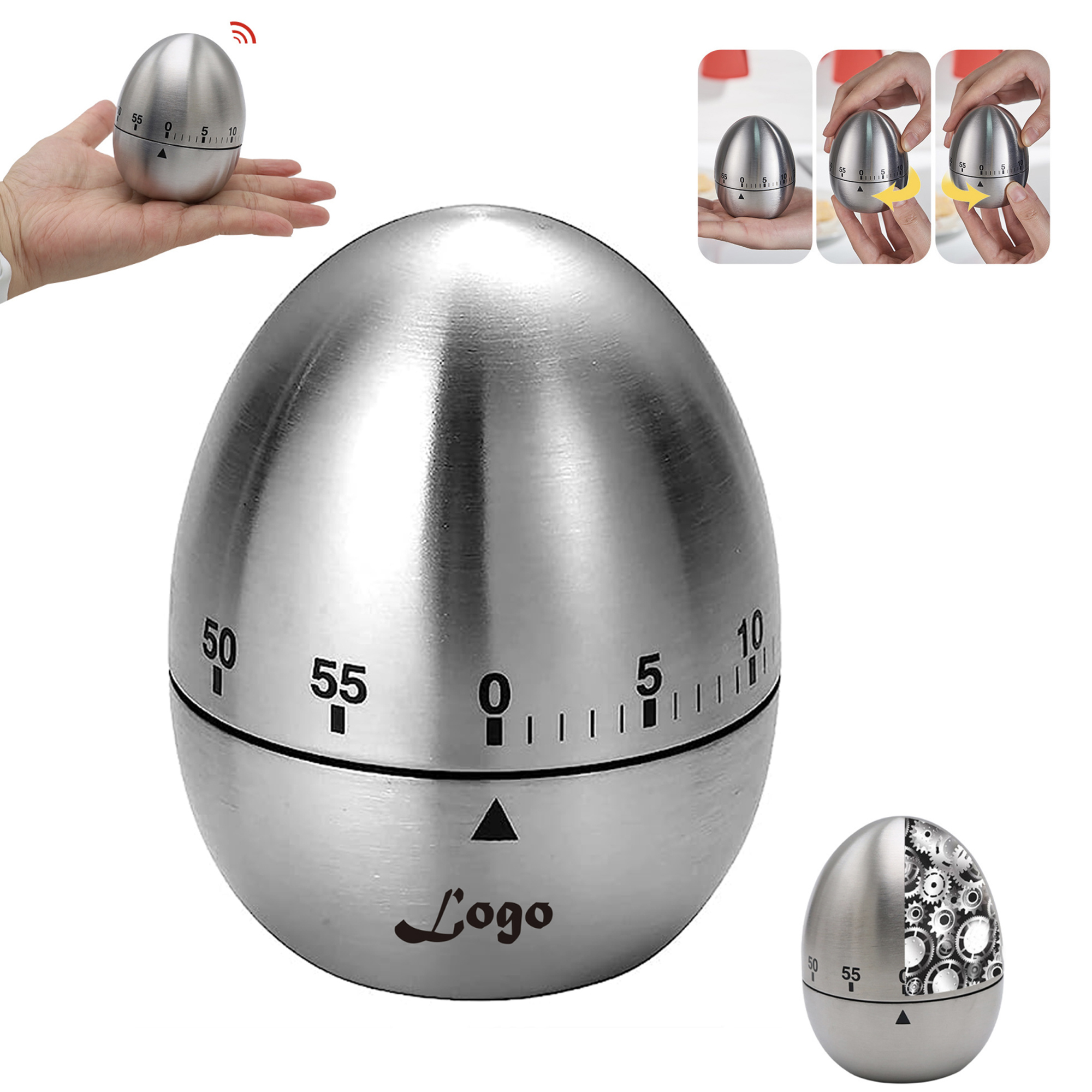 Stainless Steel Egg Type Mechanical Timer 2
