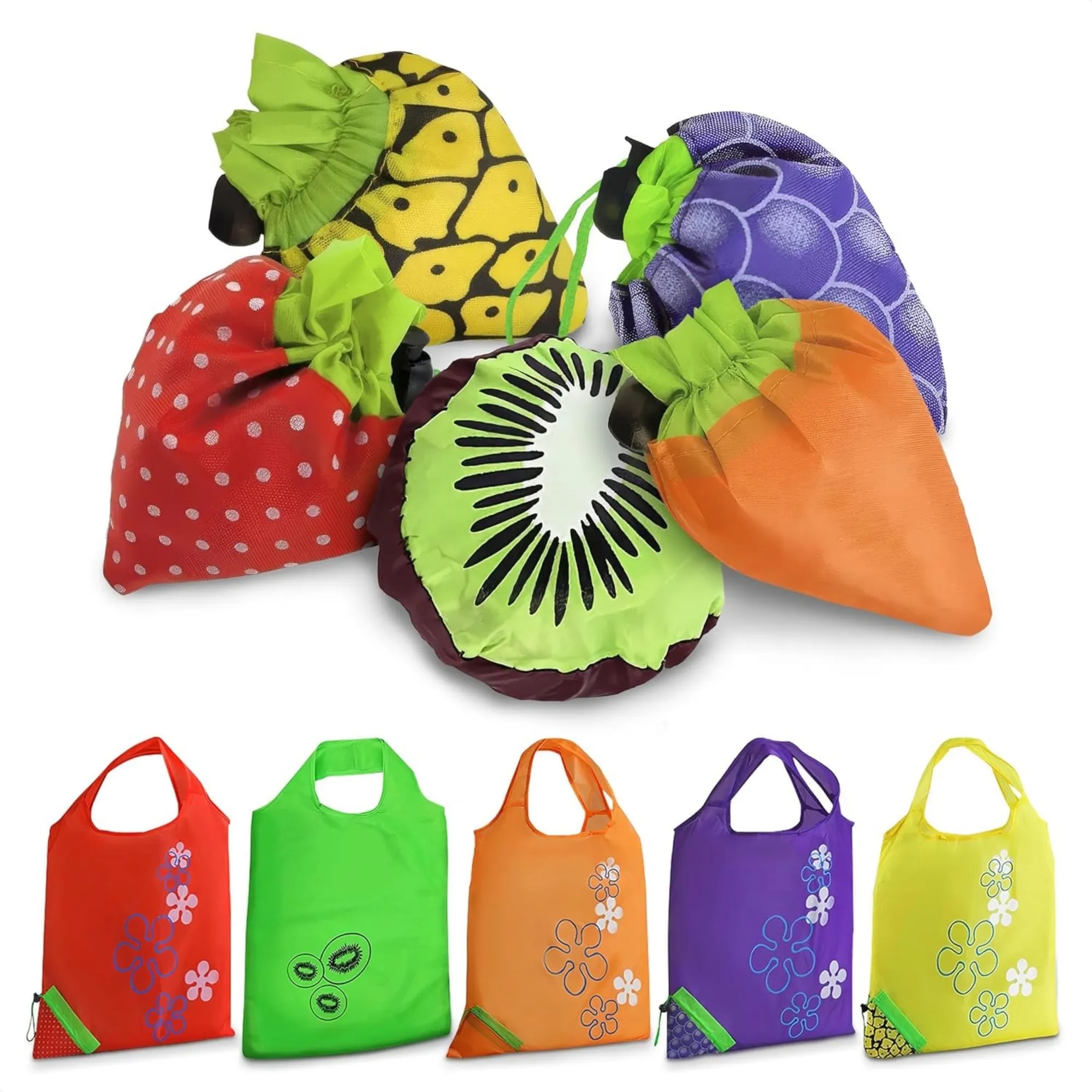 Reusable Grocery Bags Foldable Strawberry With Handle 3