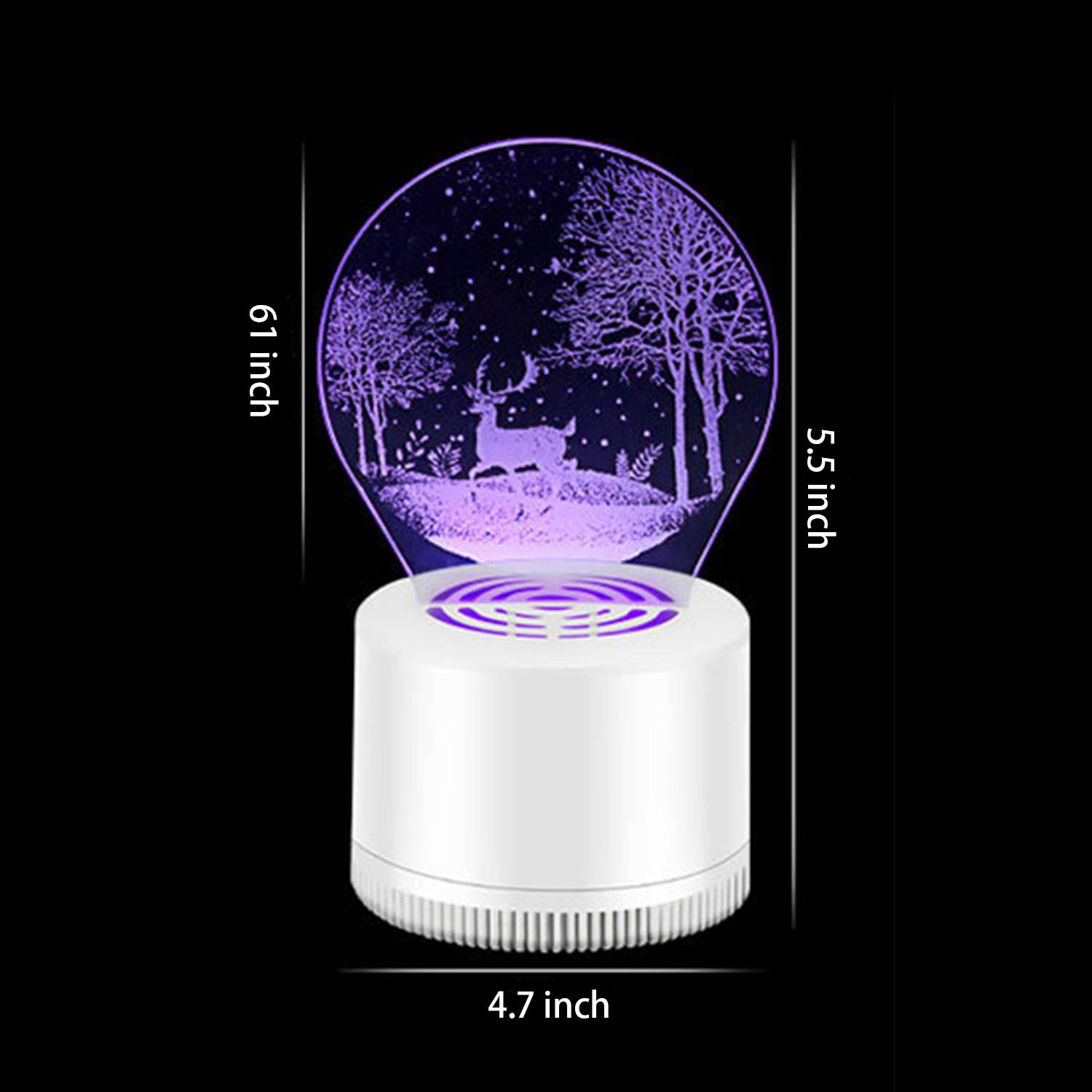 3D USB rechargeable LED purple light trapmosquito lamp 3