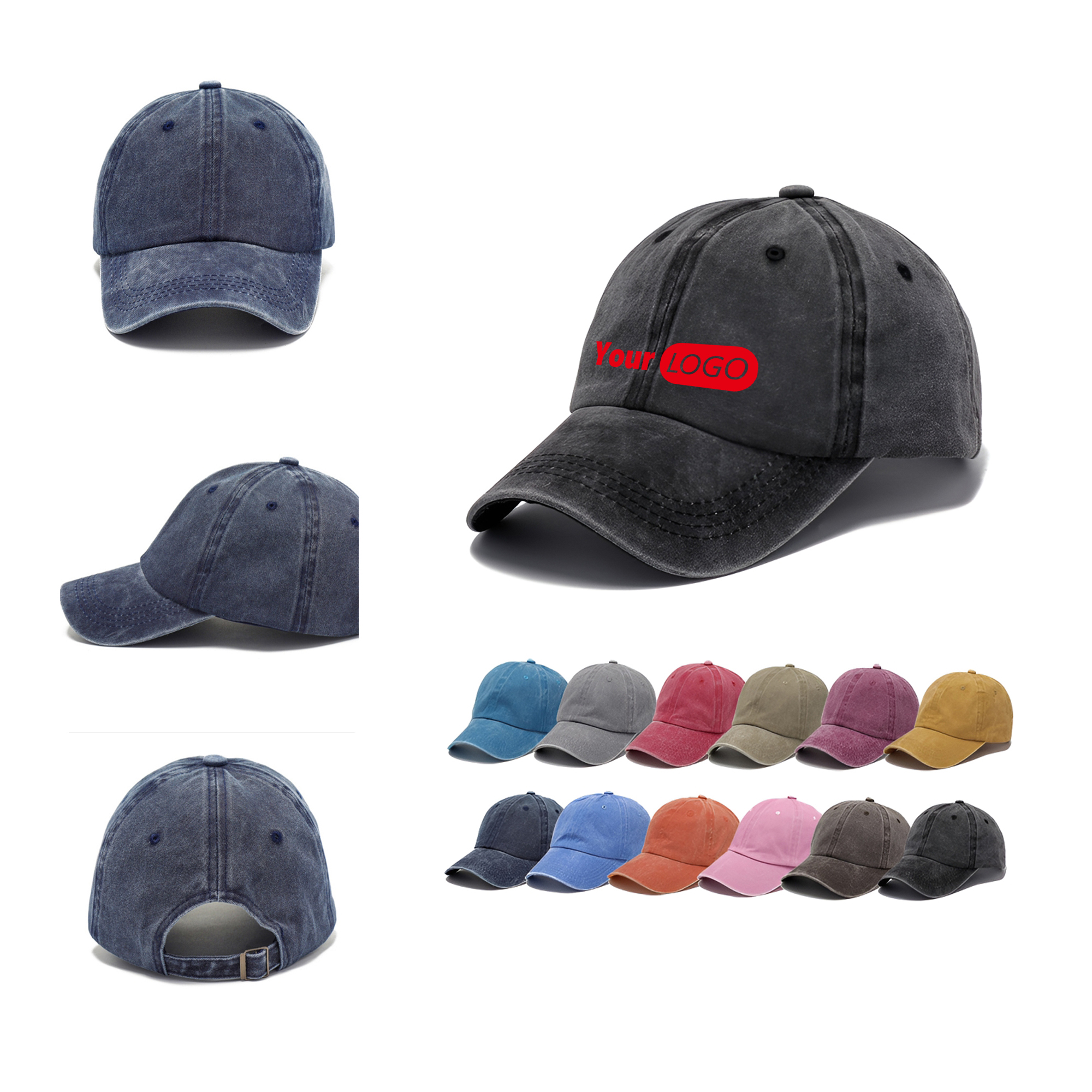 MOQ50 Custom Washed Embroidery Baseball Cap With Logo 2