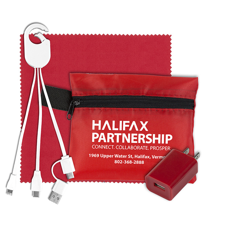 "TECHPACK PLUS" Tech Home and Travel Kit with Microfiber Cleaning Cloth, USB Wall Charger 18