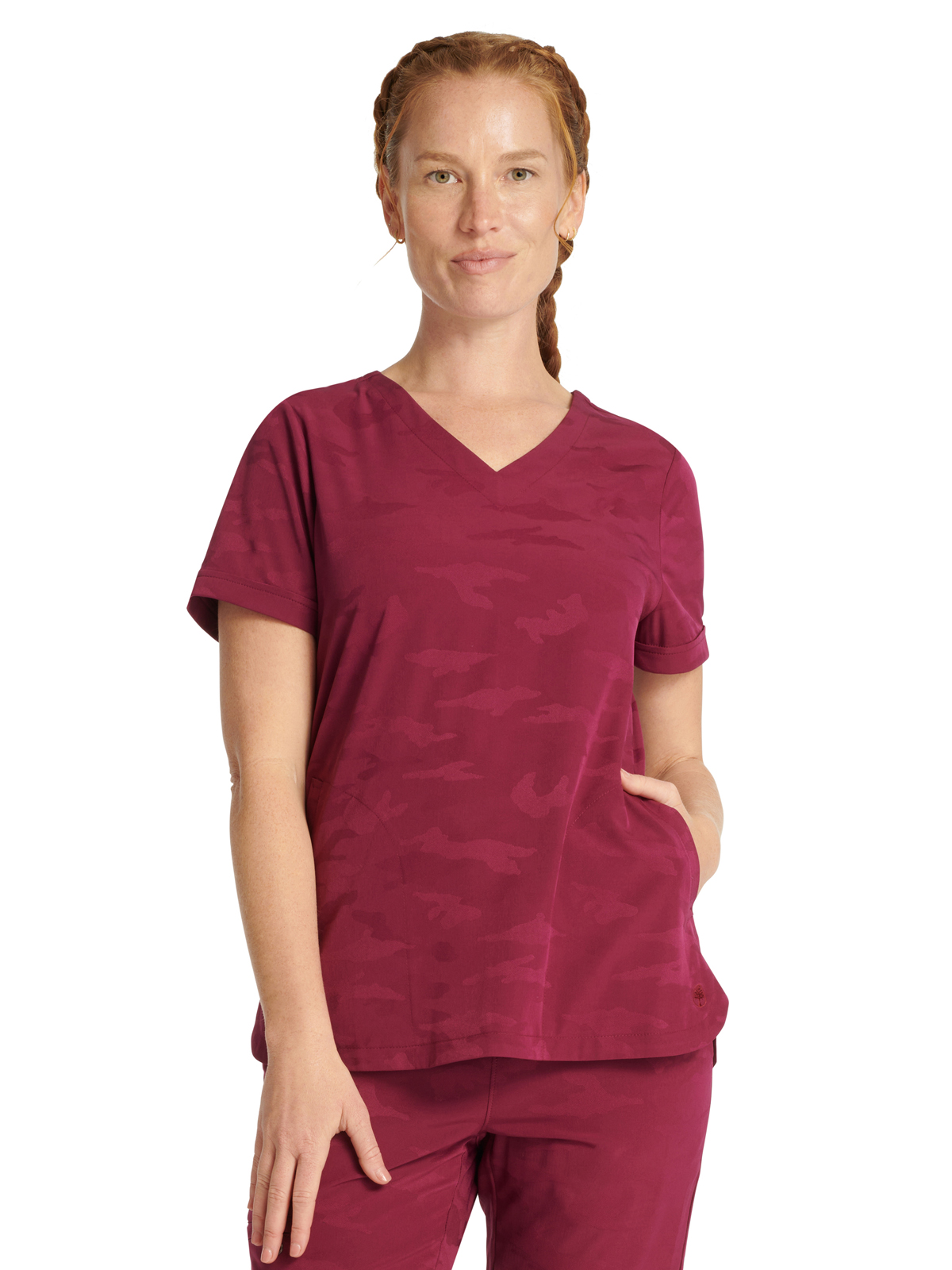 Healing Hands - HH PL Jacquard - Women's 2-Pocket Joy Camo V-Neck Top 8