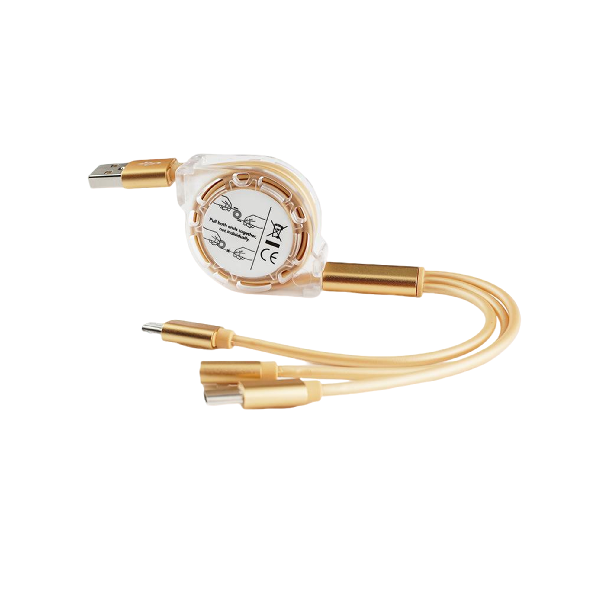 Retractable Three In One Charge Cord 39.4" 11
