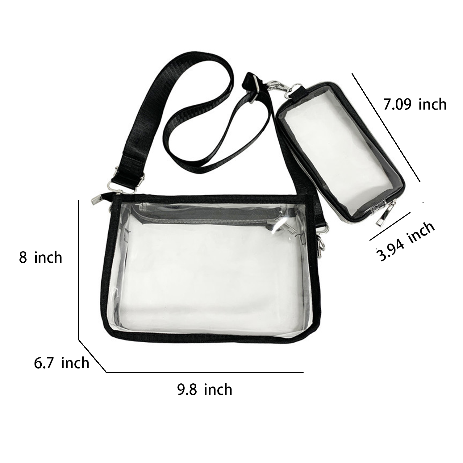 Clear PVC Shoulder Bag Purse Crossbody w/ Phone Case 4