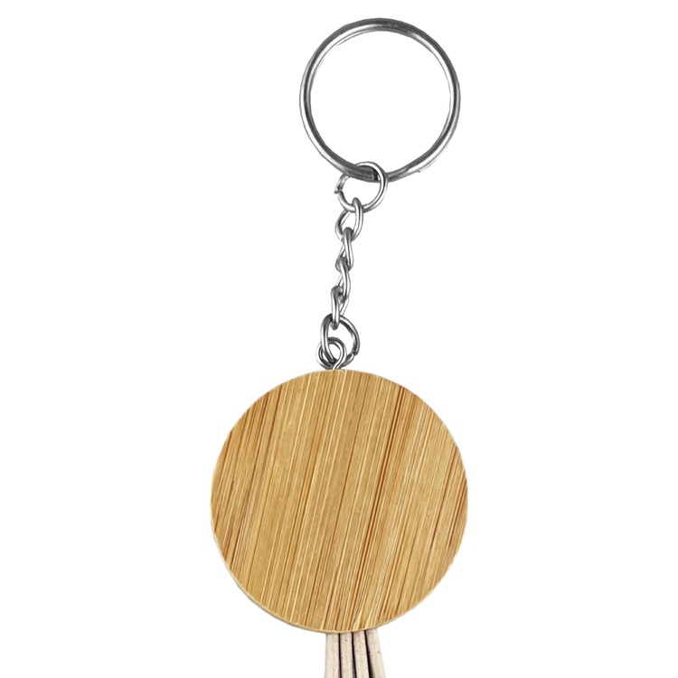 Round Bamboo Charging Cable Key Ring 3