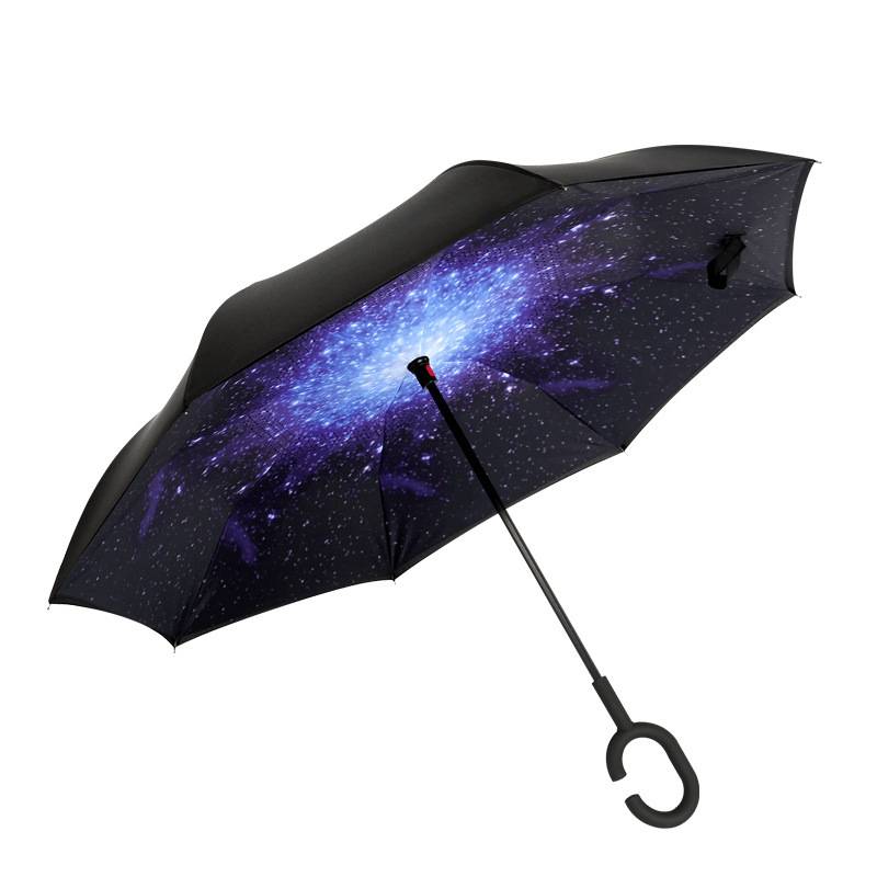 Reversible Inverted Umbrella With C-Shape Handle 2