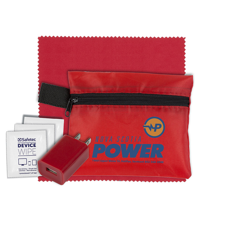 "TECHPACK" Tech Hom and Travel Kit with Microfiber Cleaning Cloth and US Wall Charger 11