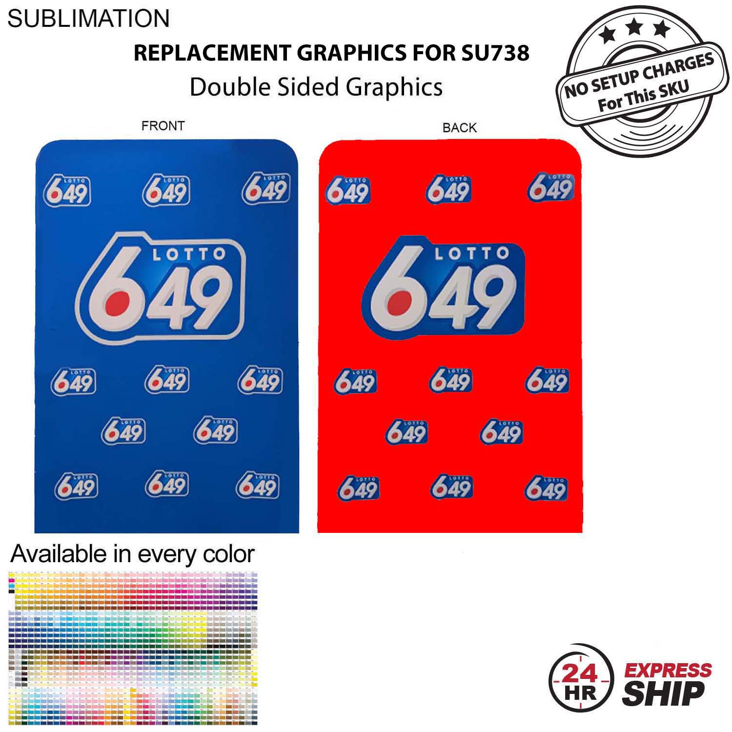 24Hr Express Ship -Replacement Graphics Double Sided 5'W x 90"H EuroFit Tension Fabric Slip on cover 2