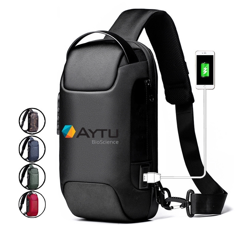 Men's chest shoulder bag with USB 4