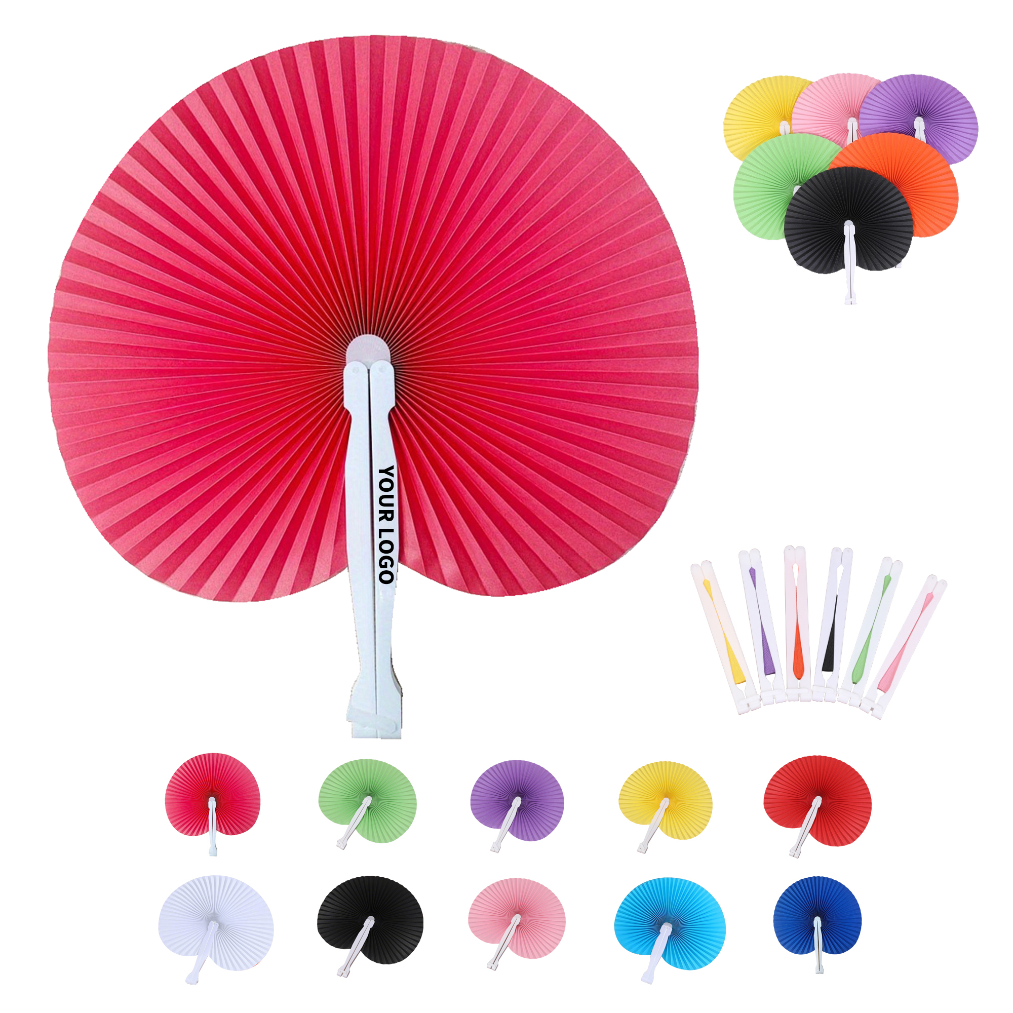 Colorful Plastic Folding Hand Fan 5.7" Length x 0.75" Width 9