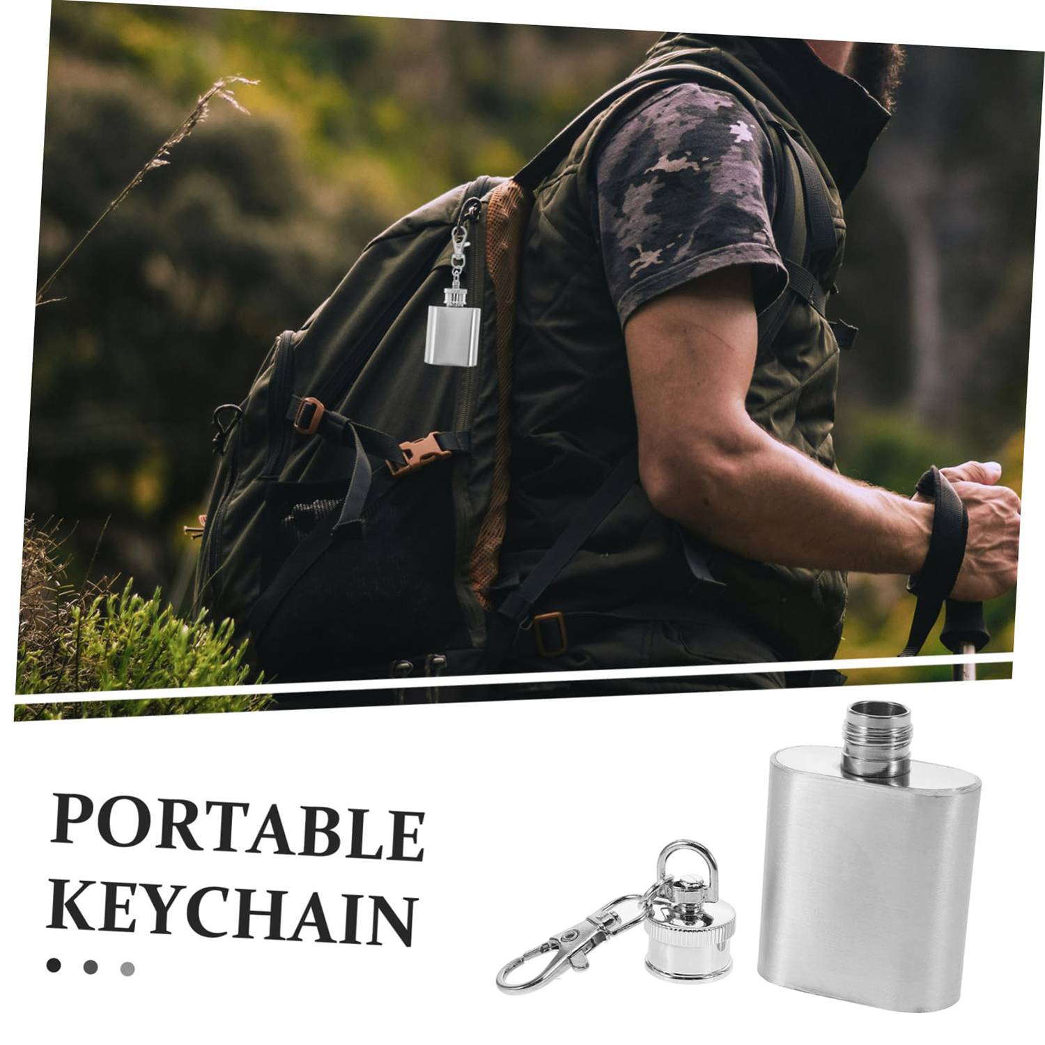1oz Mini Stainless Steel Keychain Hip Flask 5