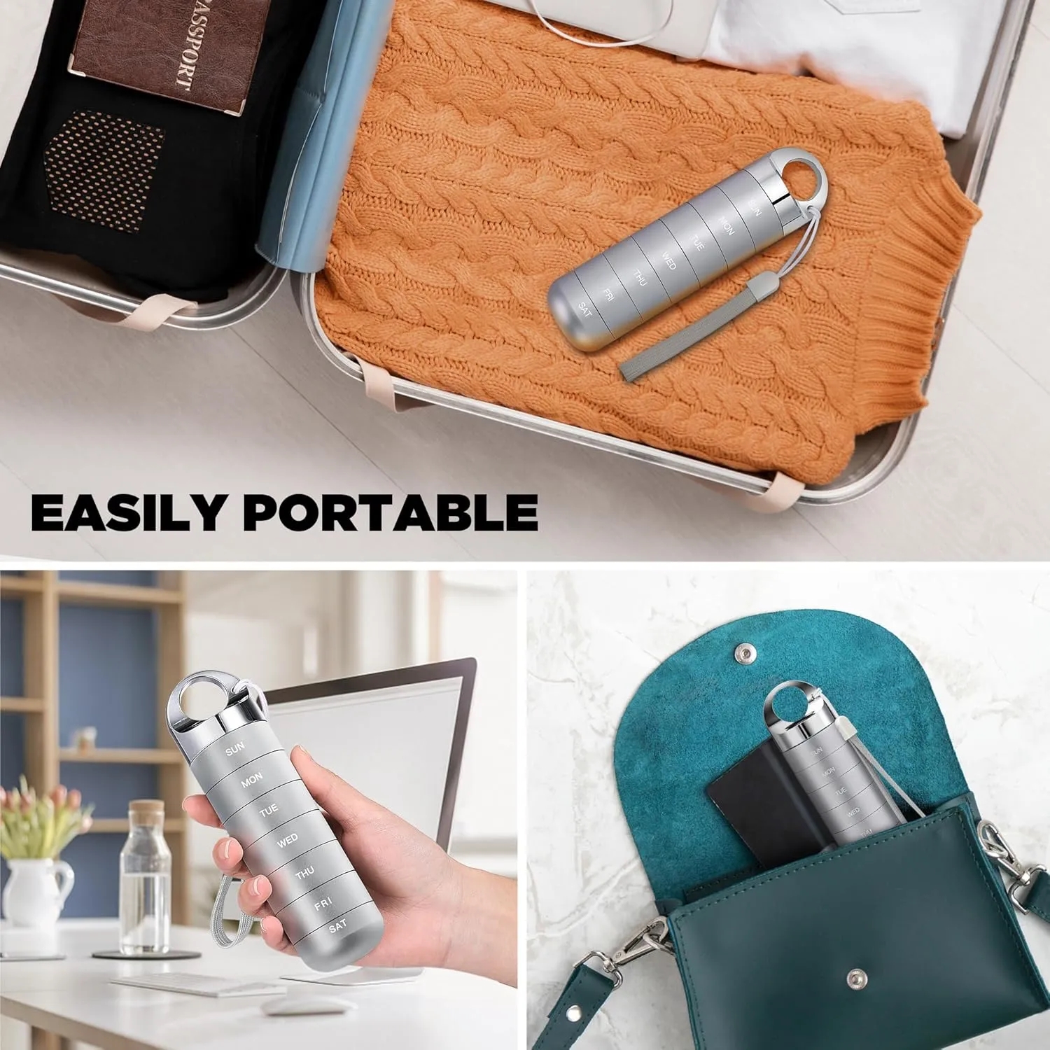 7 Day Aluminum Alloy Pill Box Waterproof Portable Case 7