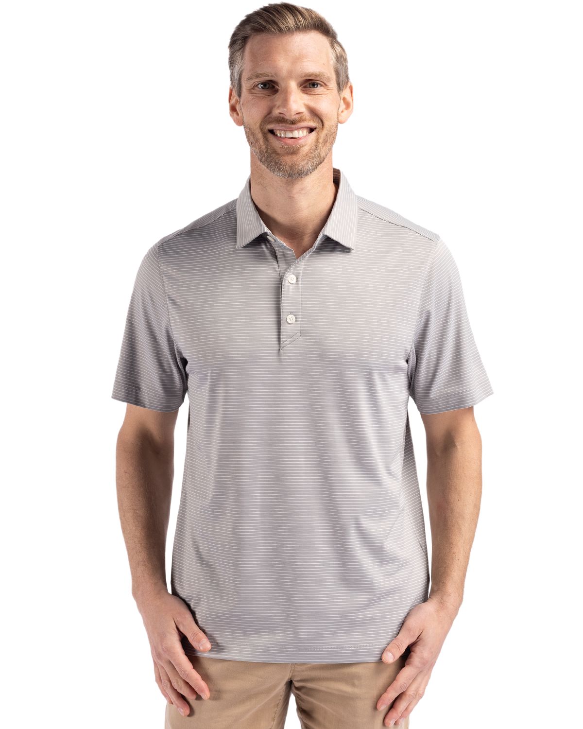 Cutter & Buck Forge Recycled Fine Line Stripe Four-Way Stretch Mens Polo 32