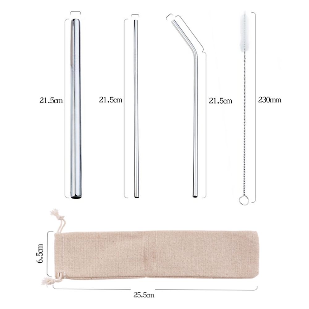 4Pcs Straw Set With Bag Packing 4
