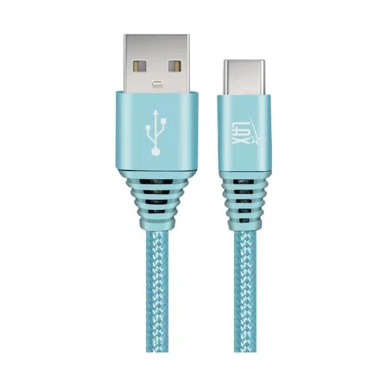 Braided Nylon USB-C Cable - 10' Baby Blue 1