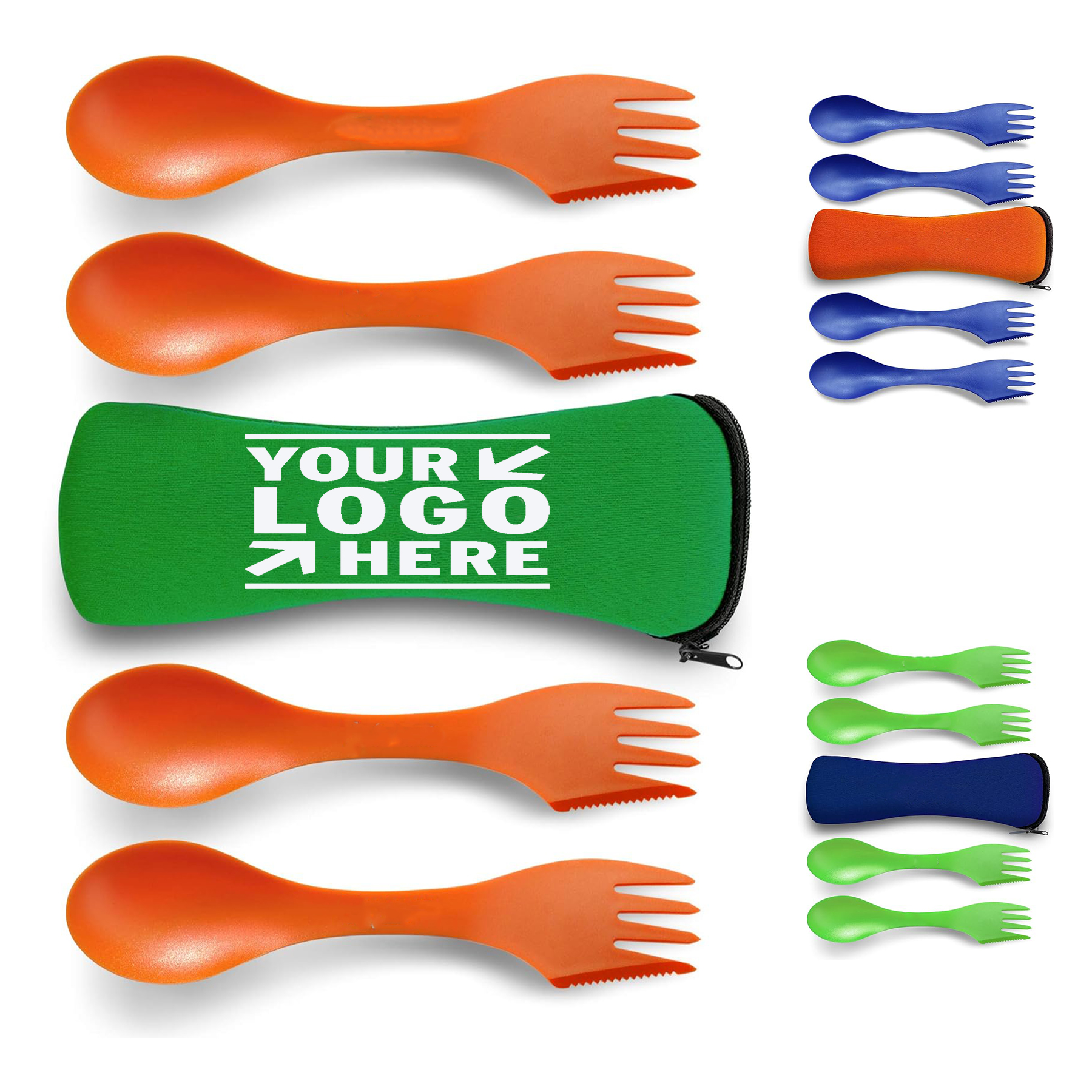Durable BPA Free 4 Pcs Spork Spoon Set Fork Knife Combo Utensils Flatware Camping Mess Kitble 2