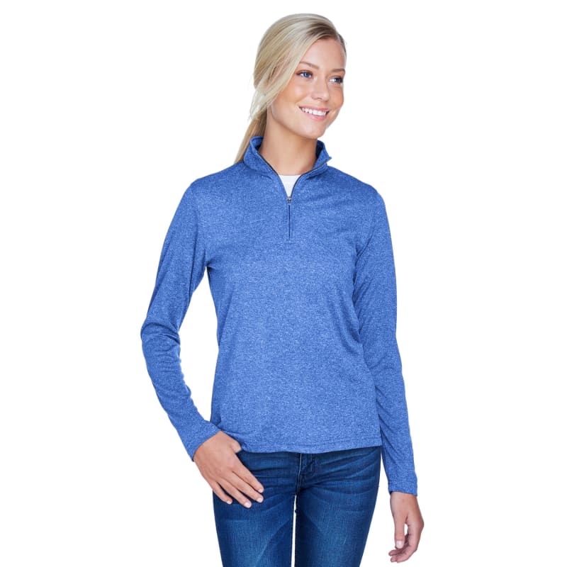 UltraClub Ladies' Cool & Dry Heathered Performance Quarter-Zip 8