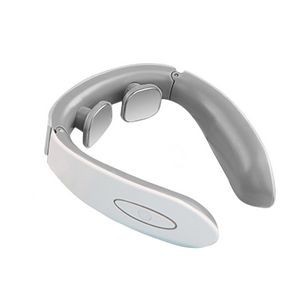 White Rechargeable Electric Neck Massager With Magnetic Electrode Pads 15