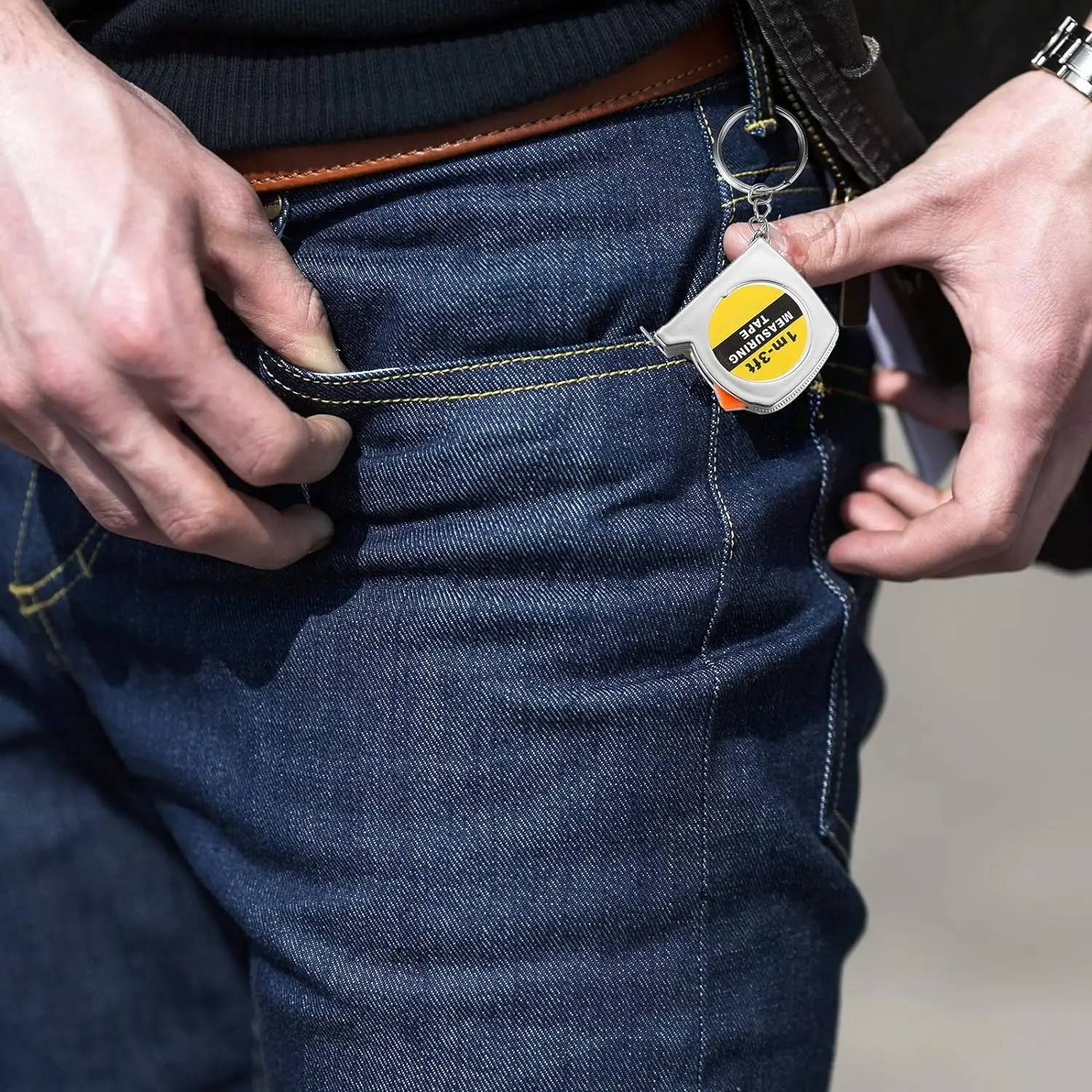 Mini ABS Stainless Steel Retractable Tape Measure Keychain 3
