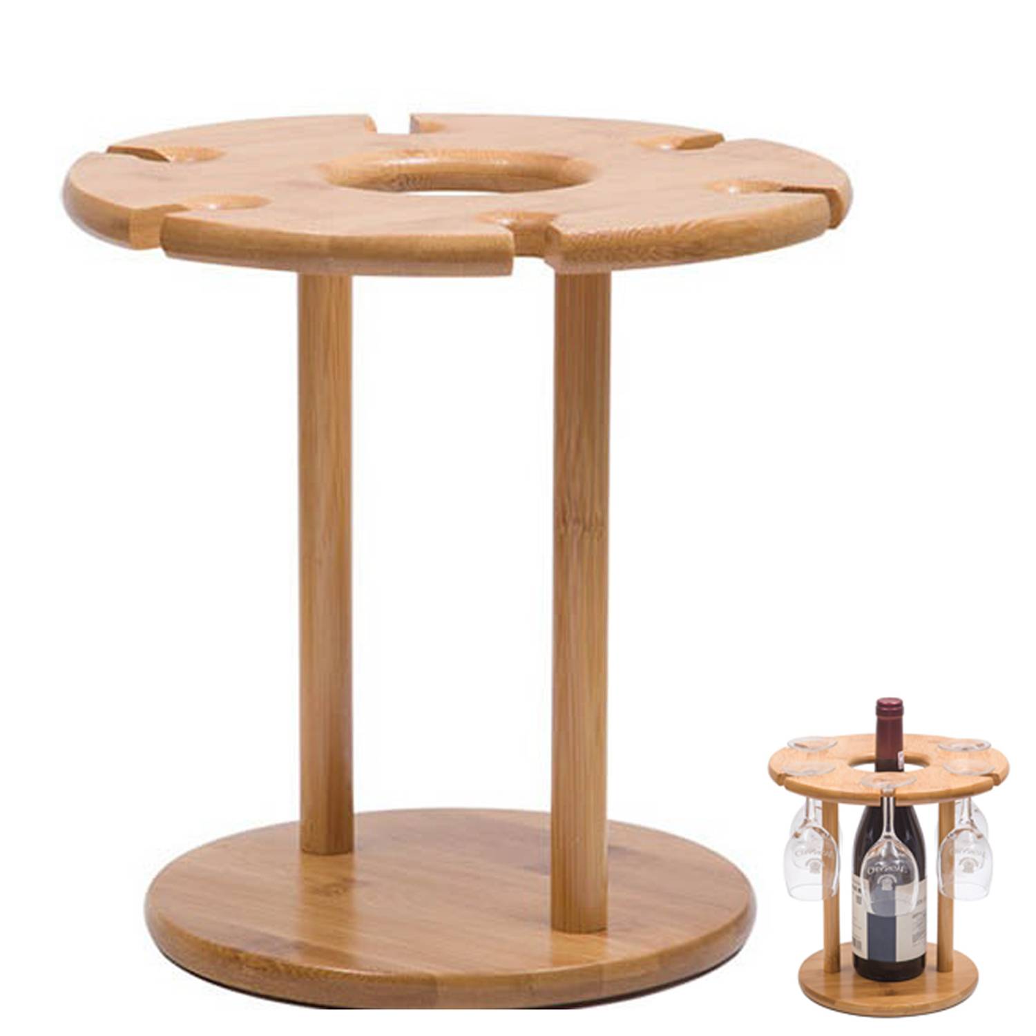 6-Glass Bamboo Tabletop Wine Holder 7