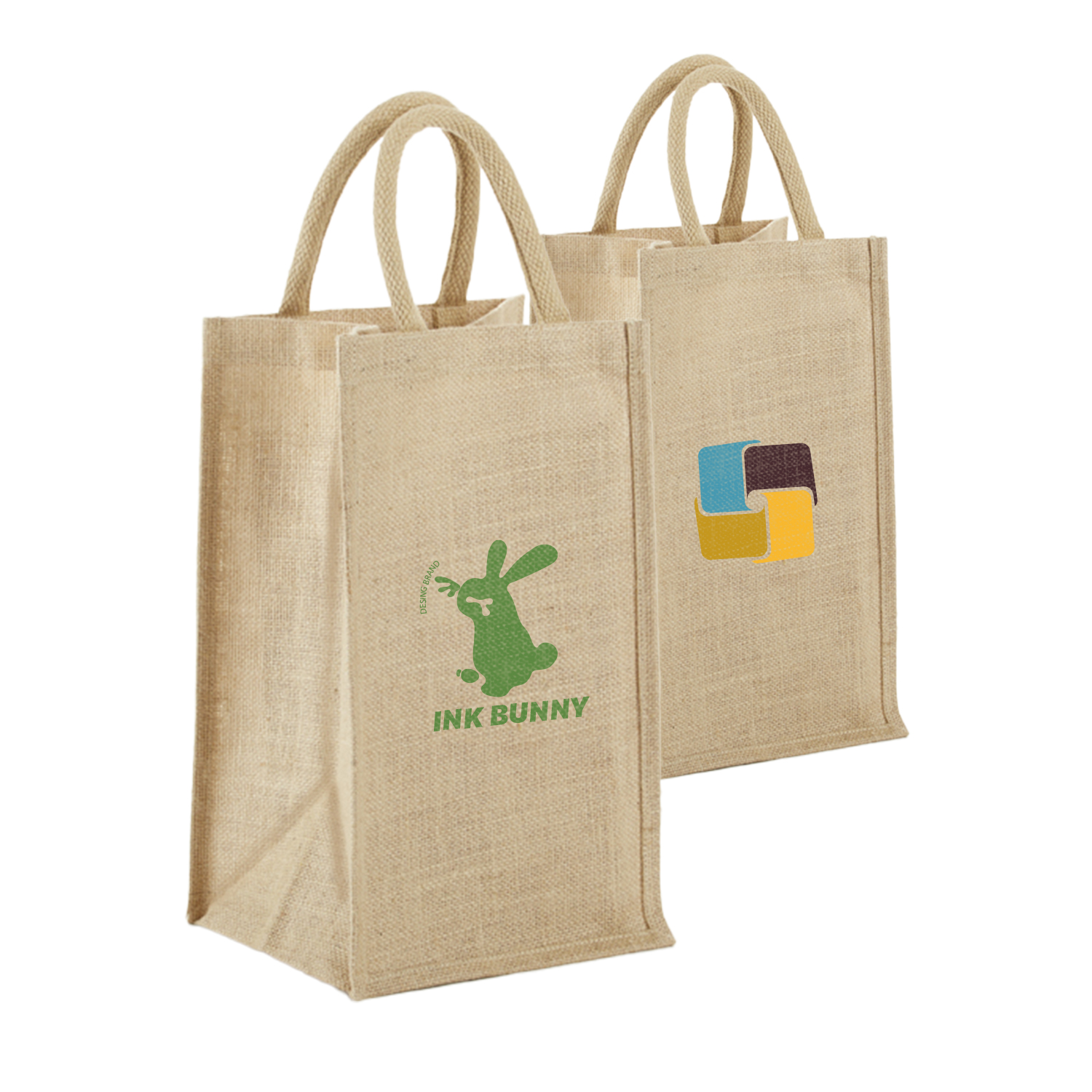 Eco-Friendly Jute Bag with Solid Front for 4 Bottles 3
