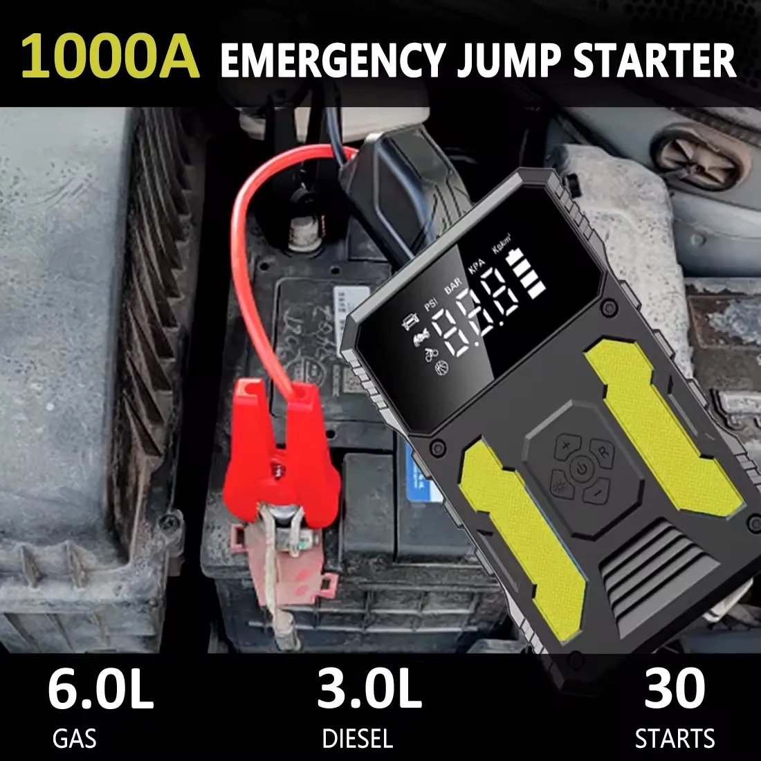 Portable Car Jump Starter with Air Compressor -37000mWh 2