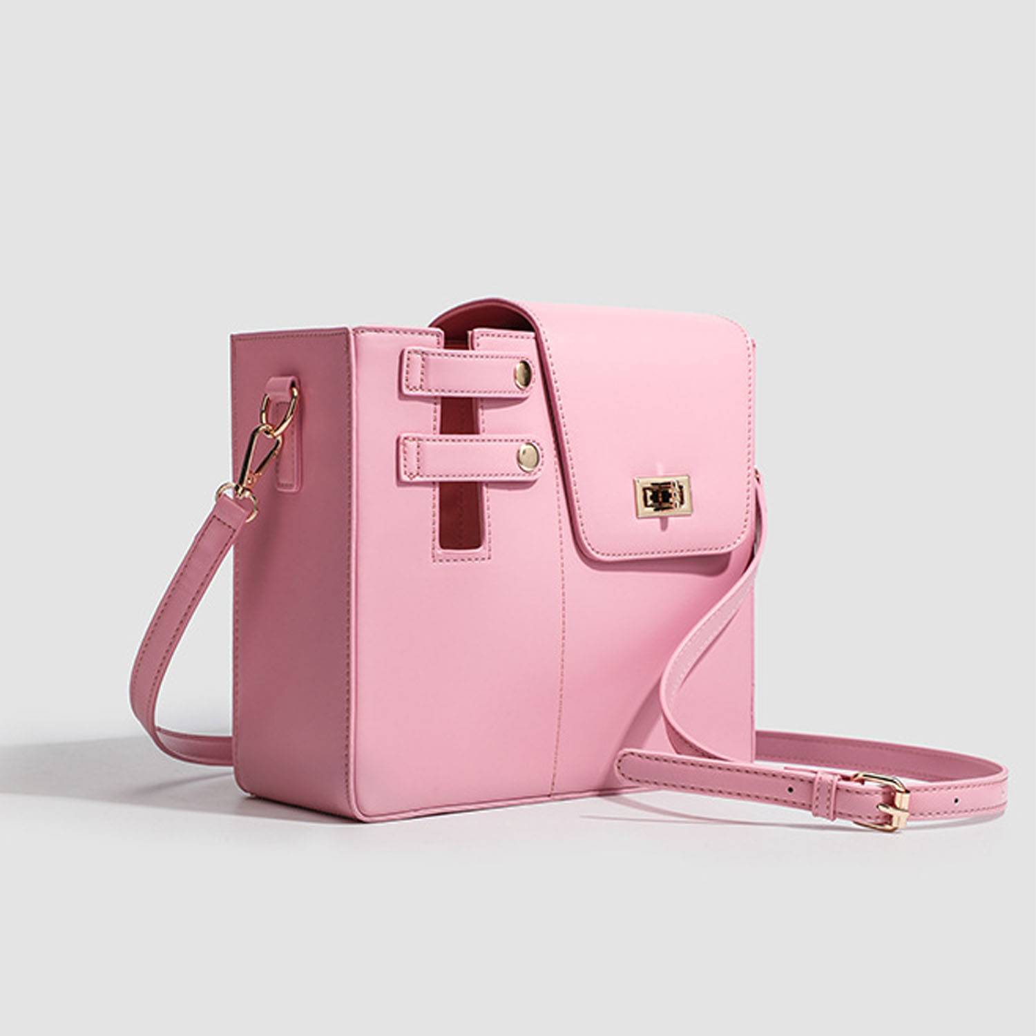 Portable PU Leather Crossbody Bag w/ Water Bottle Holder 6