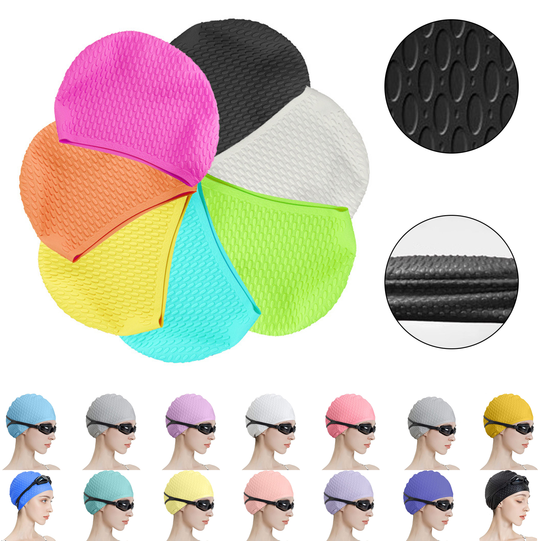 Silicone Swim Cap with Earplugs and Nose Clip 2