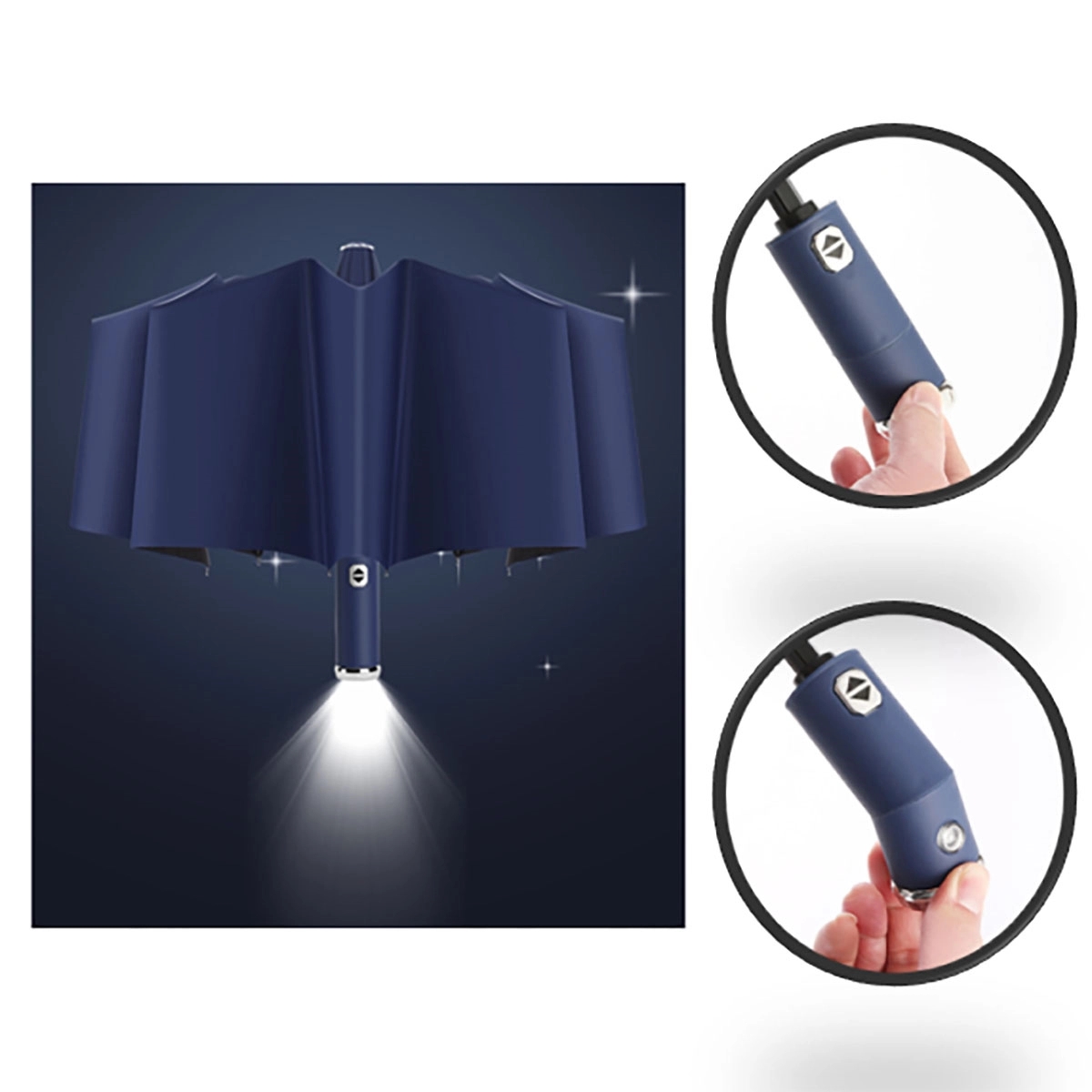 Auto Compact Umbrella With Flashlight 4