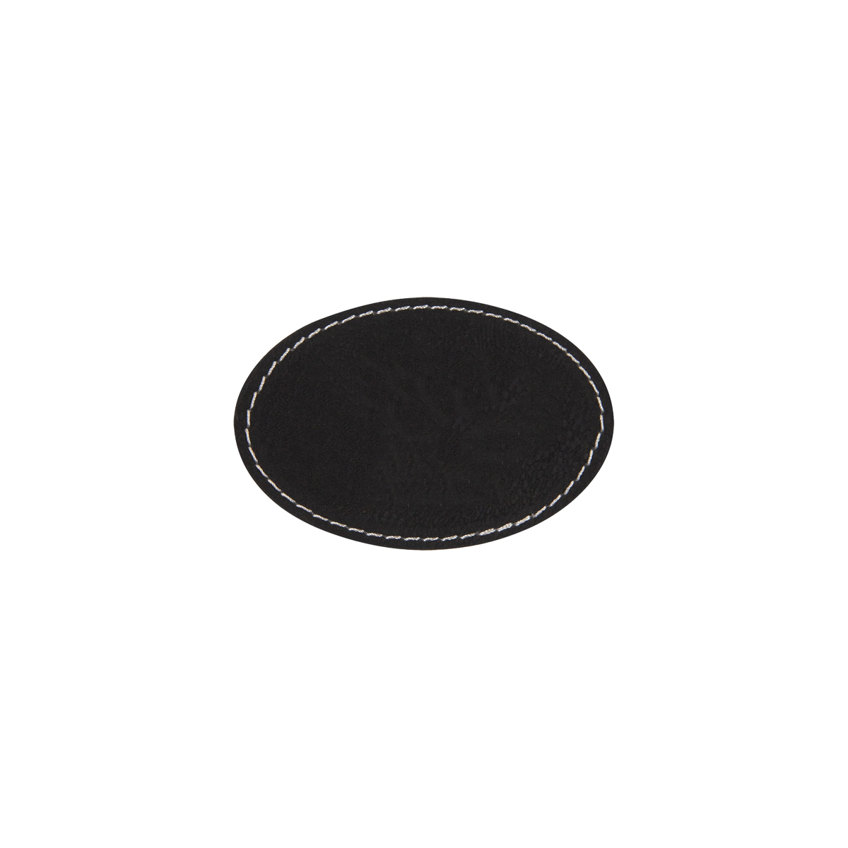 3" x 2" Black/Silver Leatherette Oval Patch with Adhesive 2