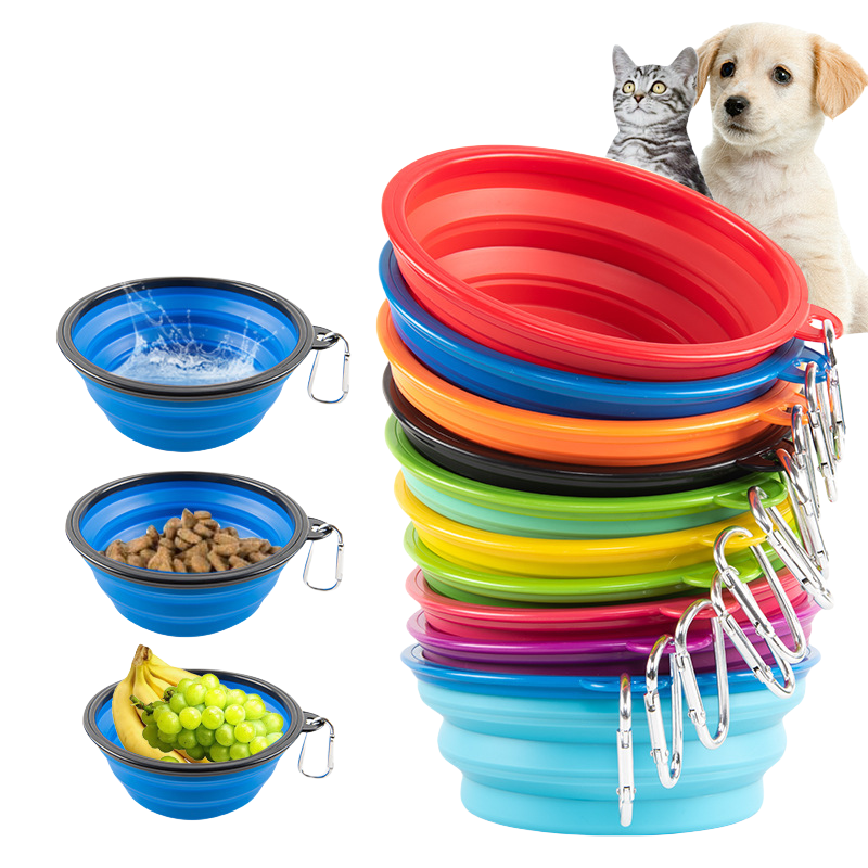 32oz Foldable Silicone Pet Dog Bowl with Carabiner 2