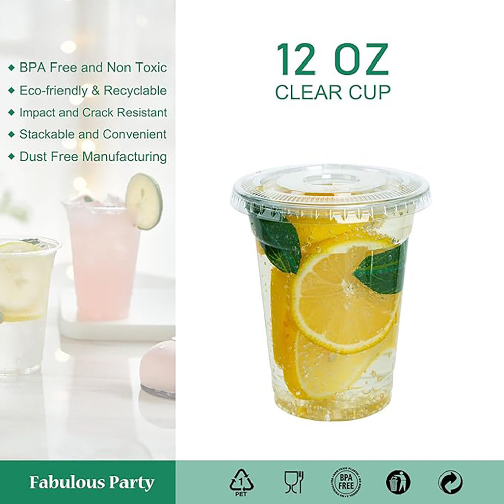 12oz Disposable Plastic Cup With Lid 5
