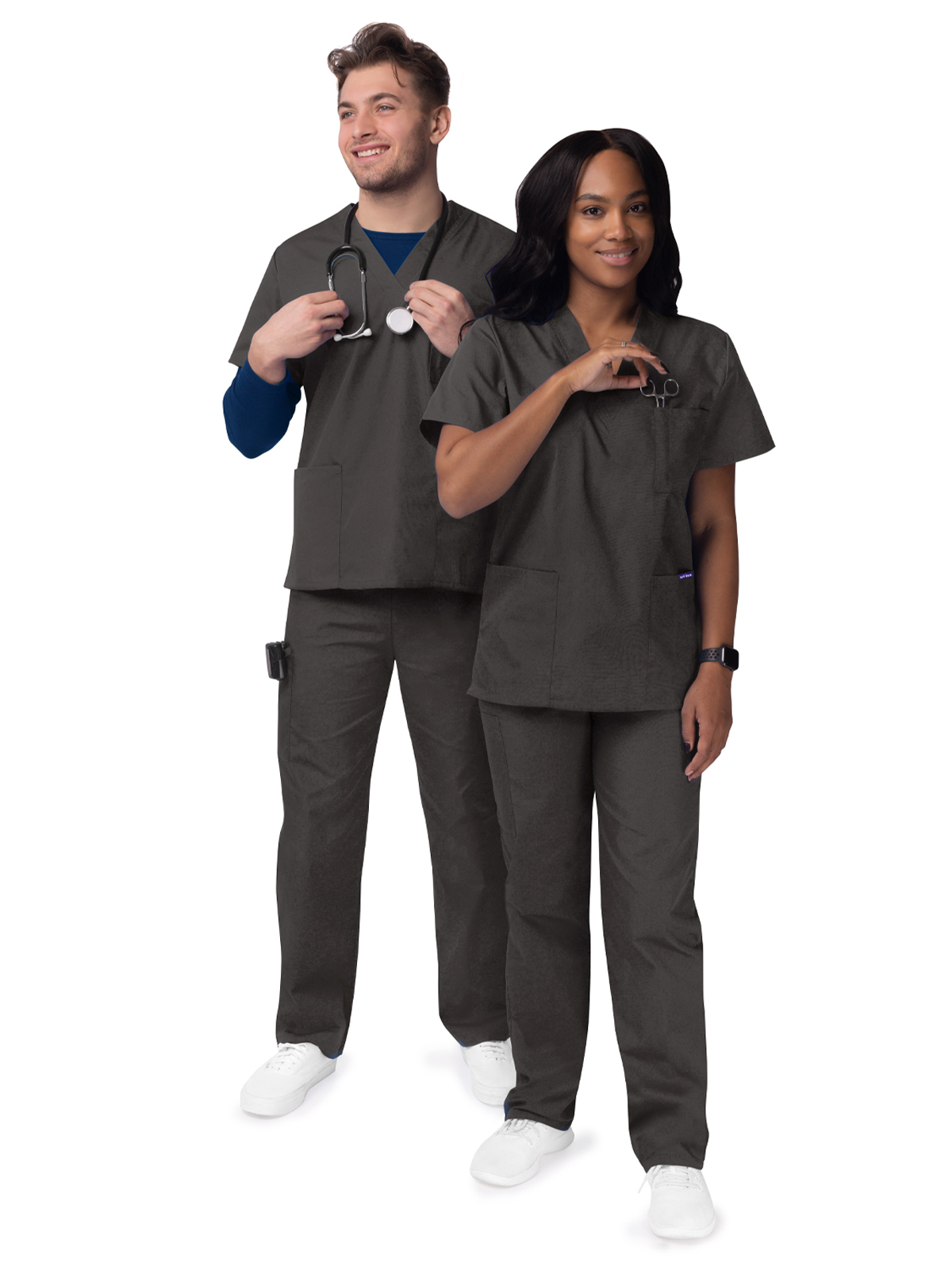 Adar - Sivvan - Unisex V-Neck Top Drawstring Pant Scrub Set 41