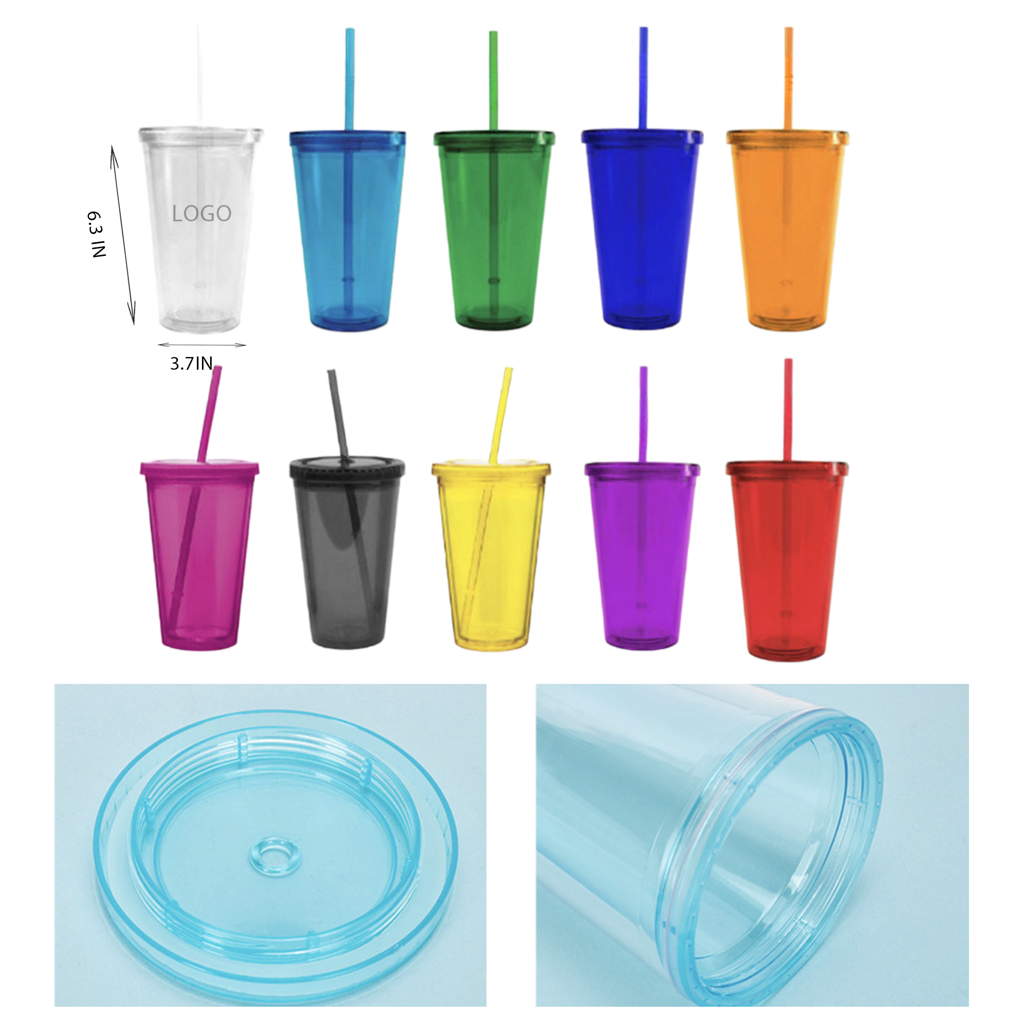 MOQ 10 PCS Convenient 16oz Transparent Plastic Straw Cup 2