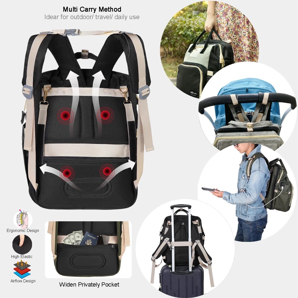 3 Insulated Bottle Warmer Diaper Bag With Usb Charge Port 5