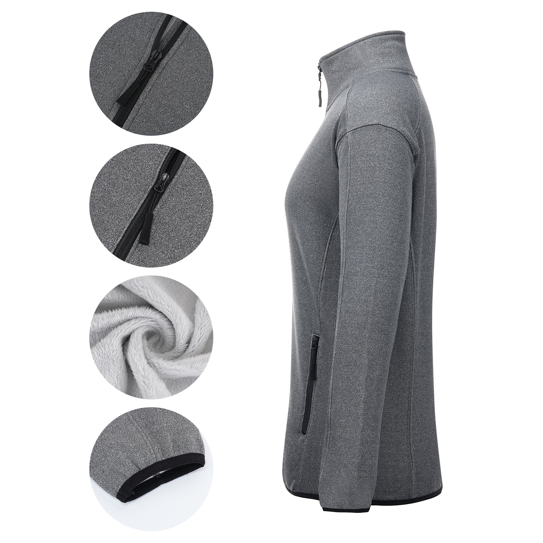 Women's Heathered Sweater Full-Zip Fleece Jacket 12