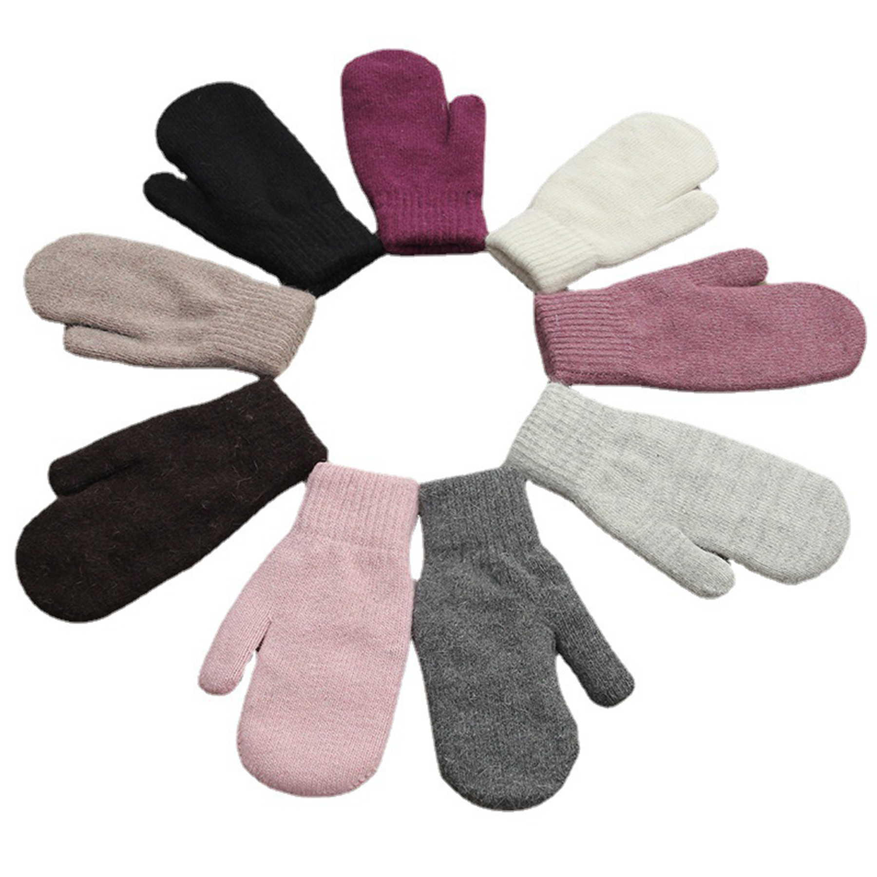 Colorful Knit Fleece Mittens 2