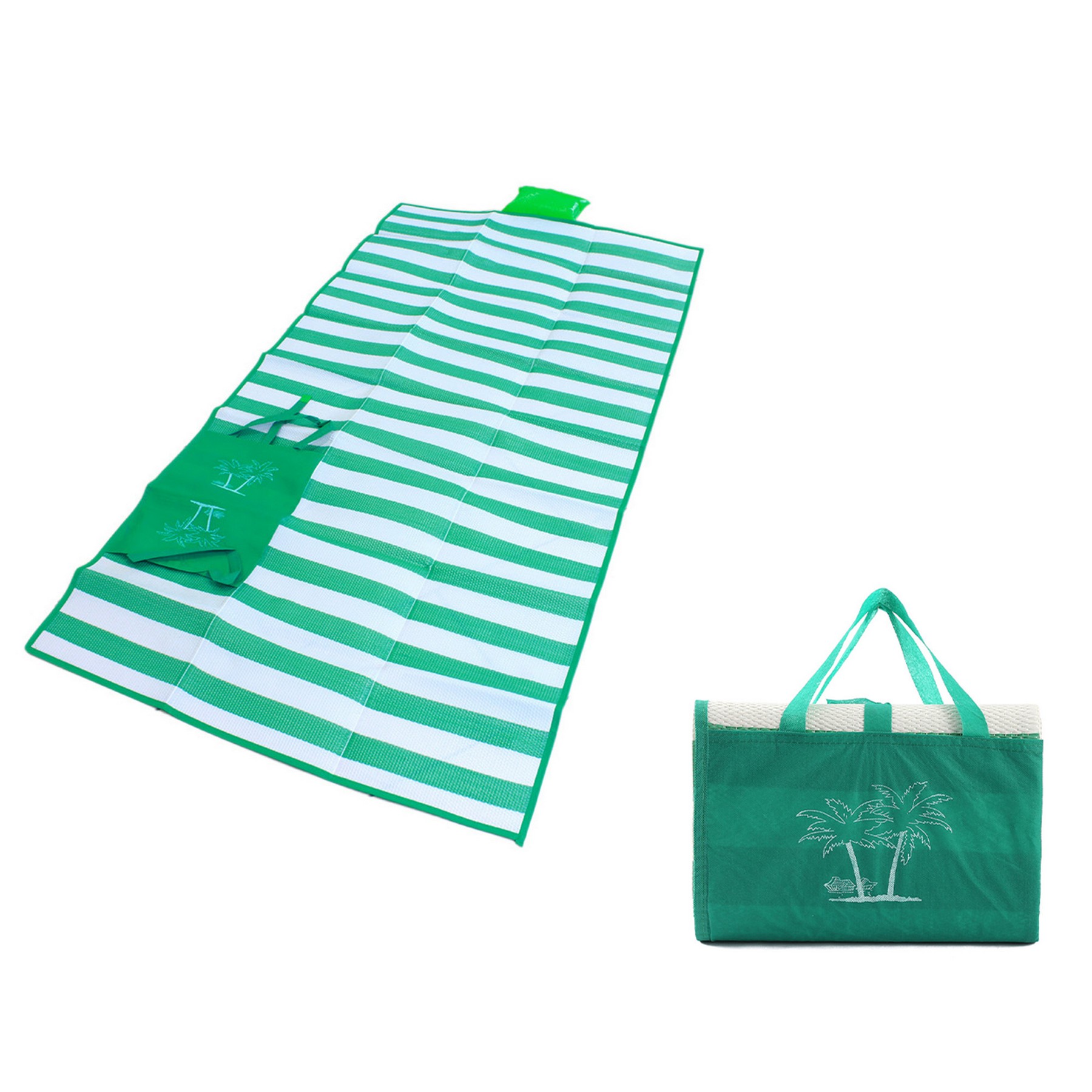 Folding Picnic Beach Mat W/Inflatable Pillow 3