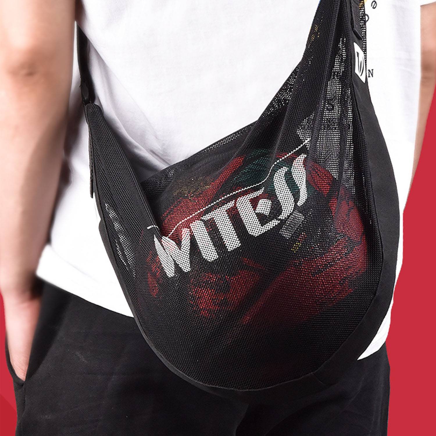One-shoulder Crossbody Sports Mesh Basketball Bag 3