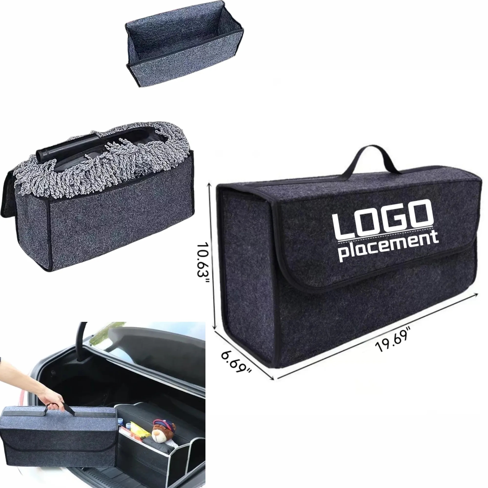 Large-Capacity Felt Car Trunk Organizer: Foldable 4