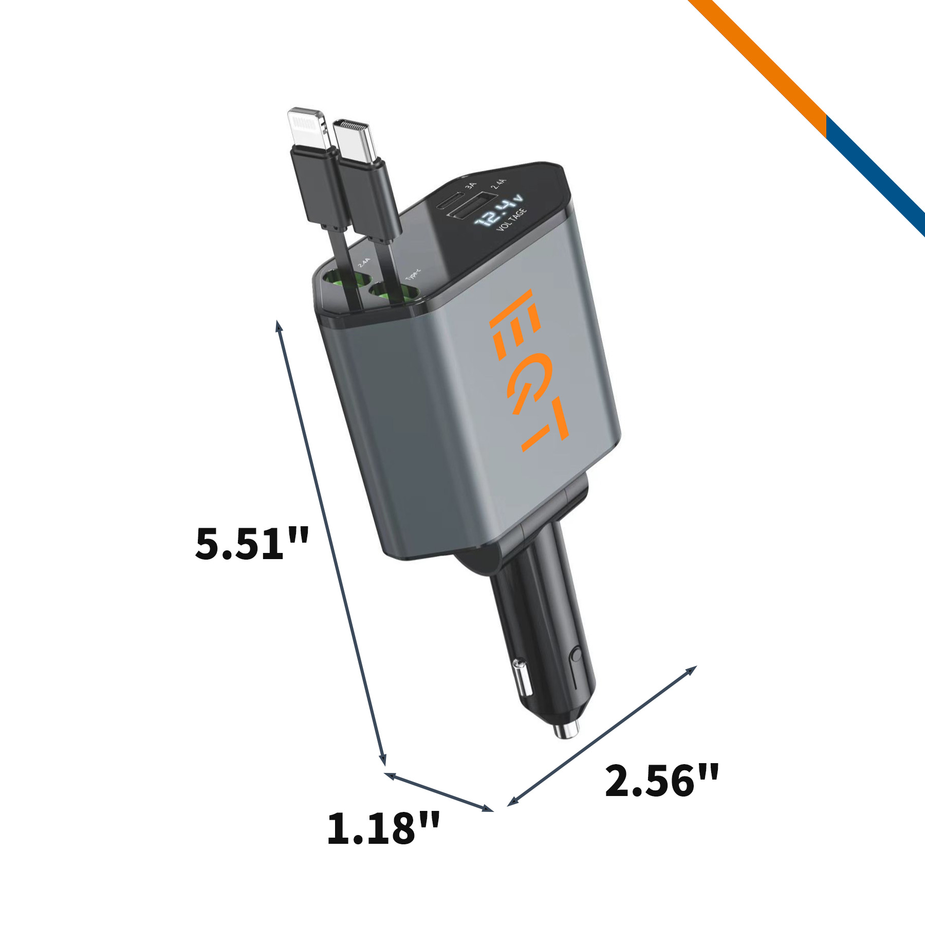 Jameson 4in1 Retractable Fast Charging Car Charger 3