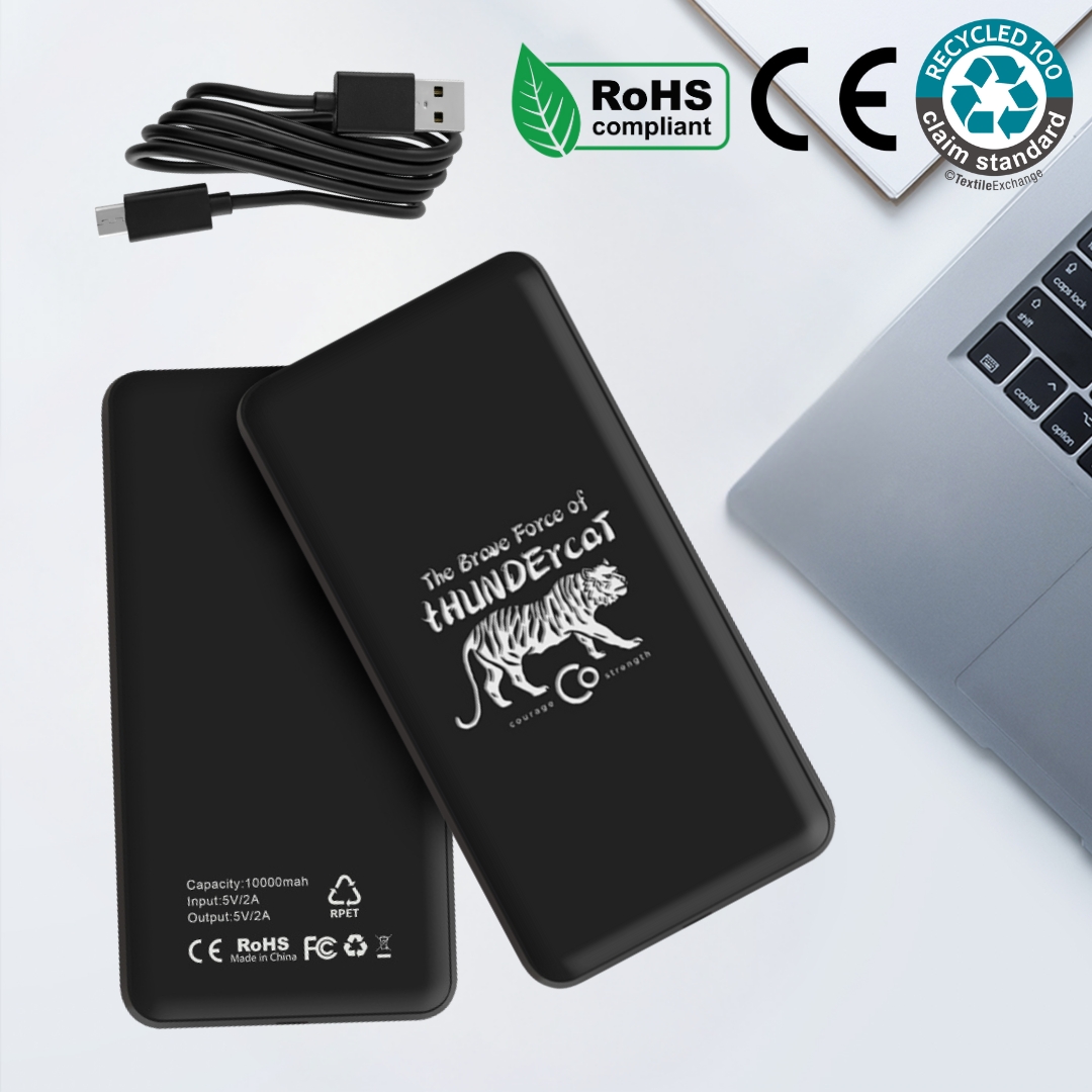 EcoTech Eco-Friendly 10000mAh rPET Wireless Power Bank with Light-Up Logo 2