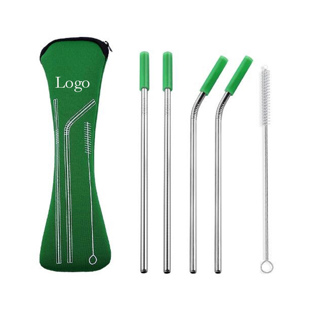 Stainless Steel Drinking Straw With Cleaner In Neoprene Bag 5